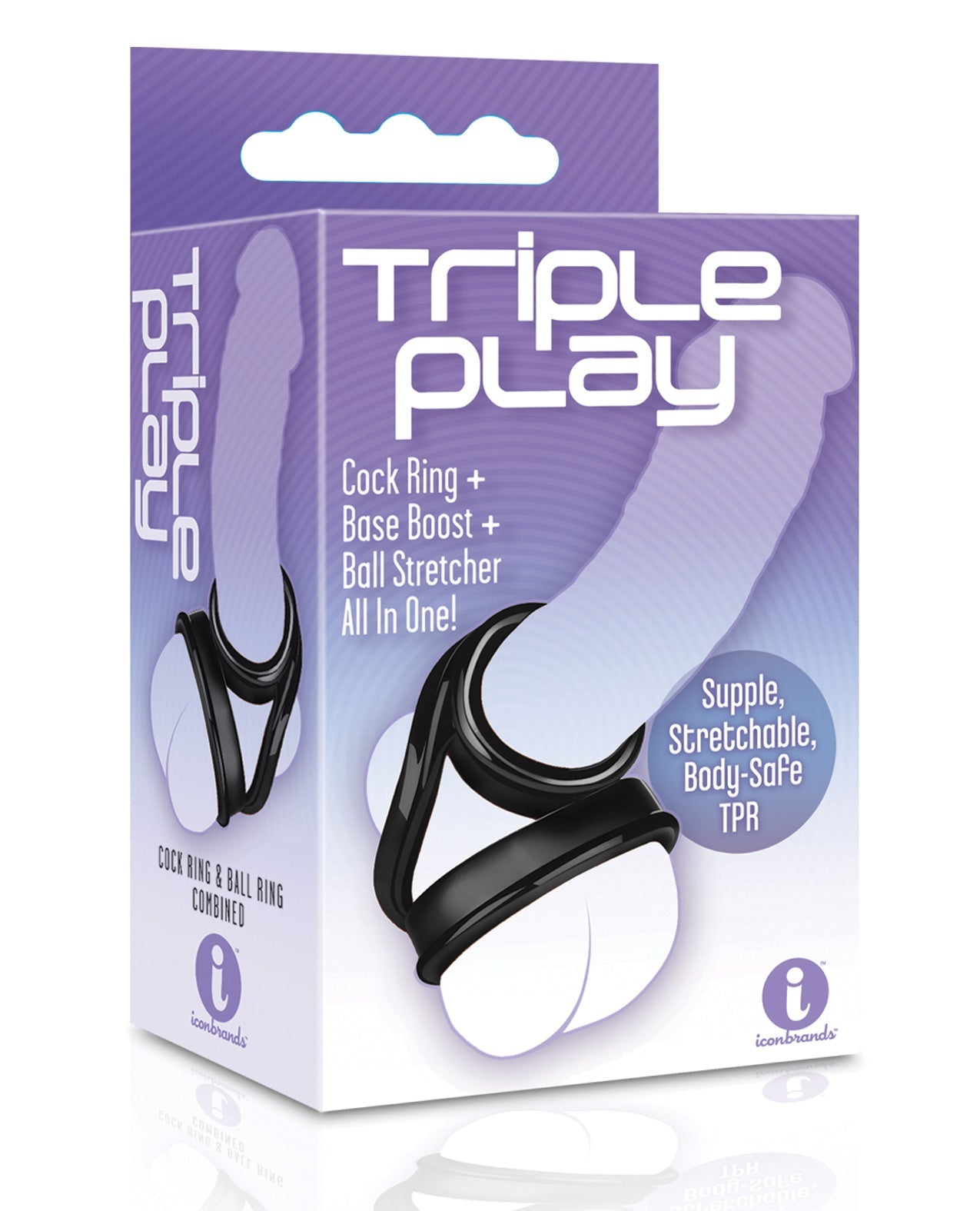 The 9's Triple Ring TPR Cock Ring by Cock & Balls