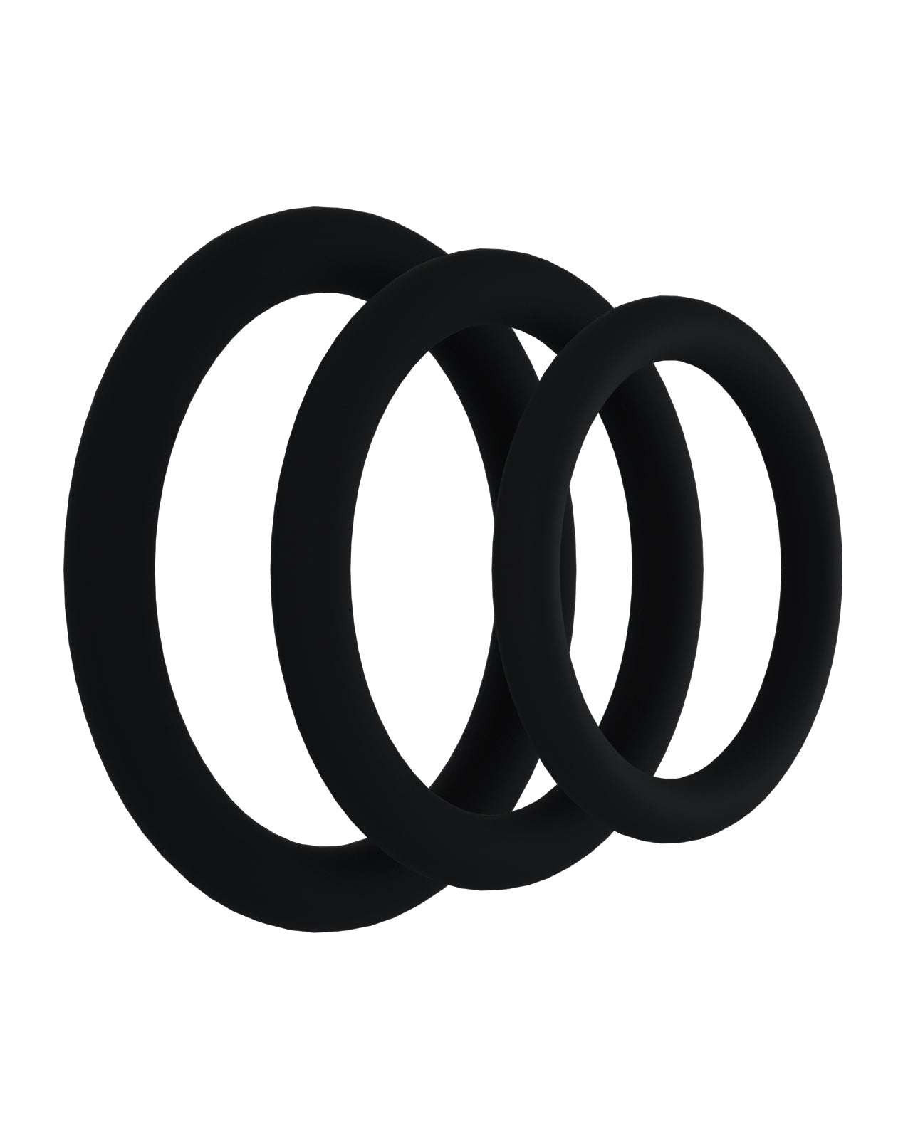 Rock Solid Tri-Pack Silicone Gasket Cockrings - Black by Cock & Balls