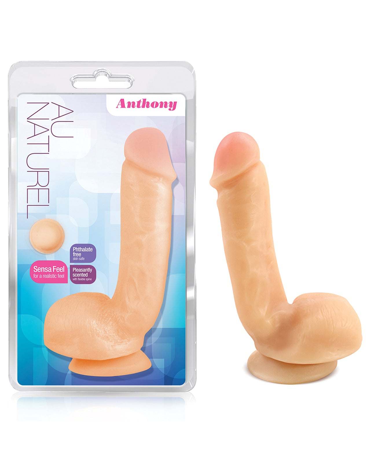 Blush Au Naturel Anthony beige realistic dildo with suction base and dual density technology
