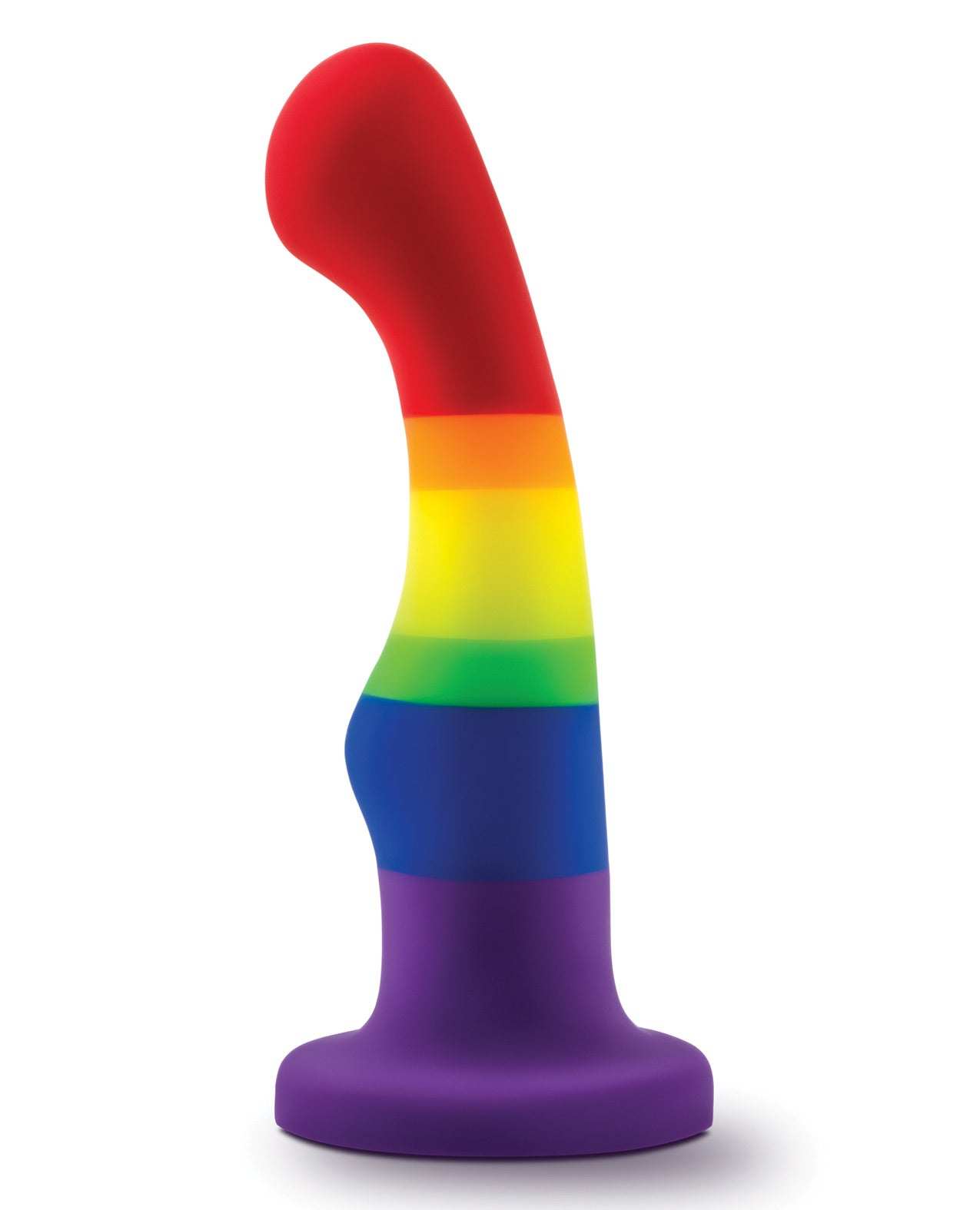 Blush Avant P1 silicone dong in rainbow colors with suction base for hands-free pleasure