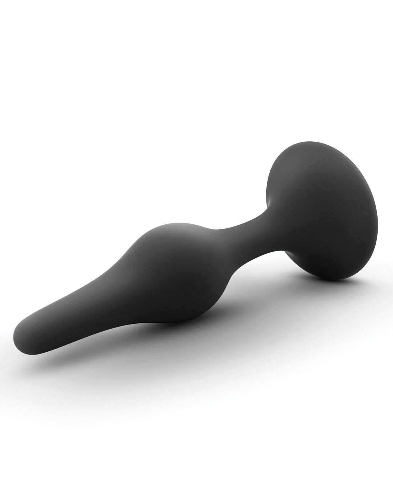 Blush Luxe Beginner Plug Small black silicone anal toy with tapered tip and ergonomic design for beginner comfort
