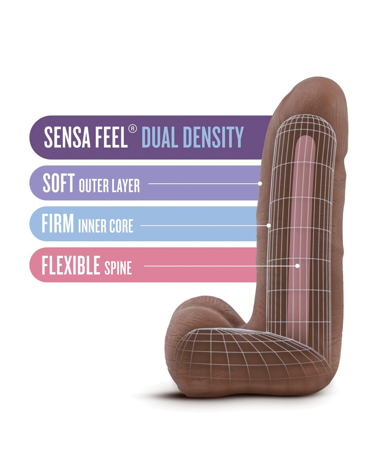 Blush Au Naturel Carlito dual density realistic dildo with soft outer layer and firm inner core