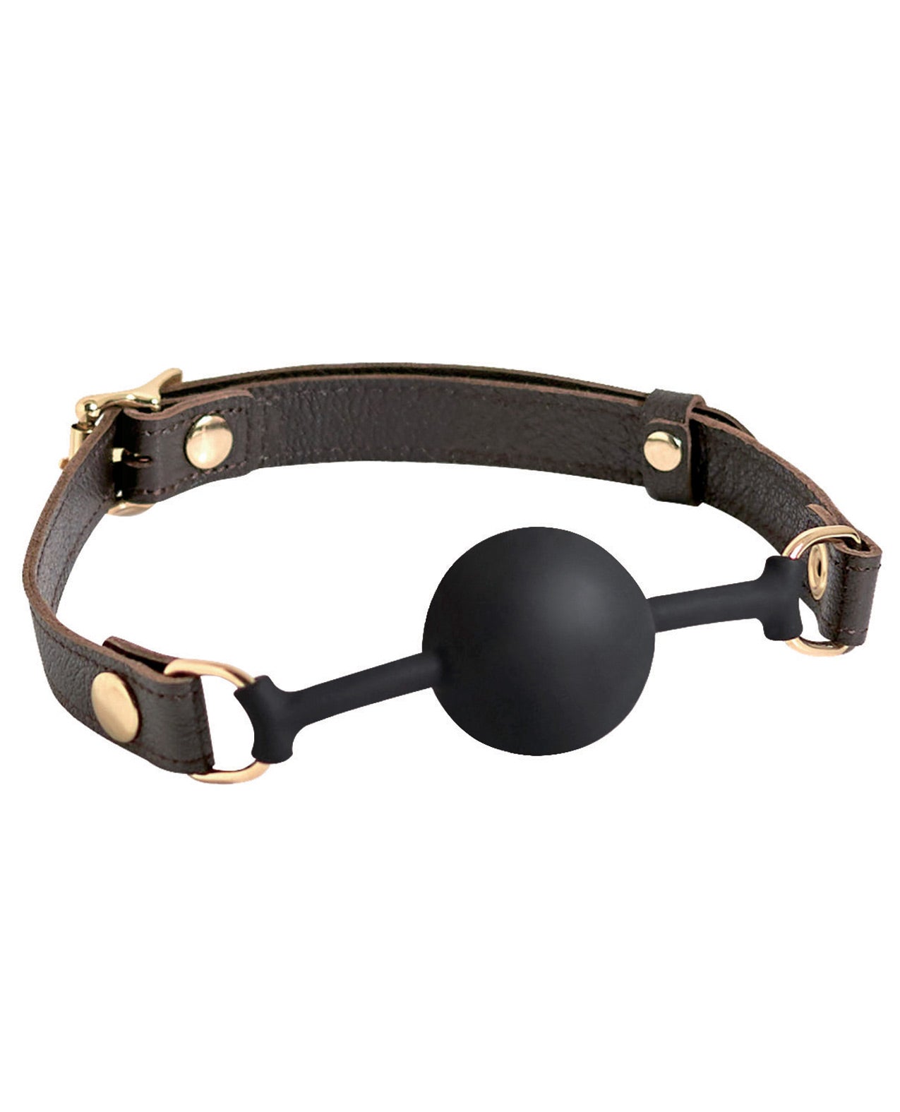 Spartacus Silicone Ball Gag - Brown Leather Strap 43mm Ball by Bondage & Fetish Toys