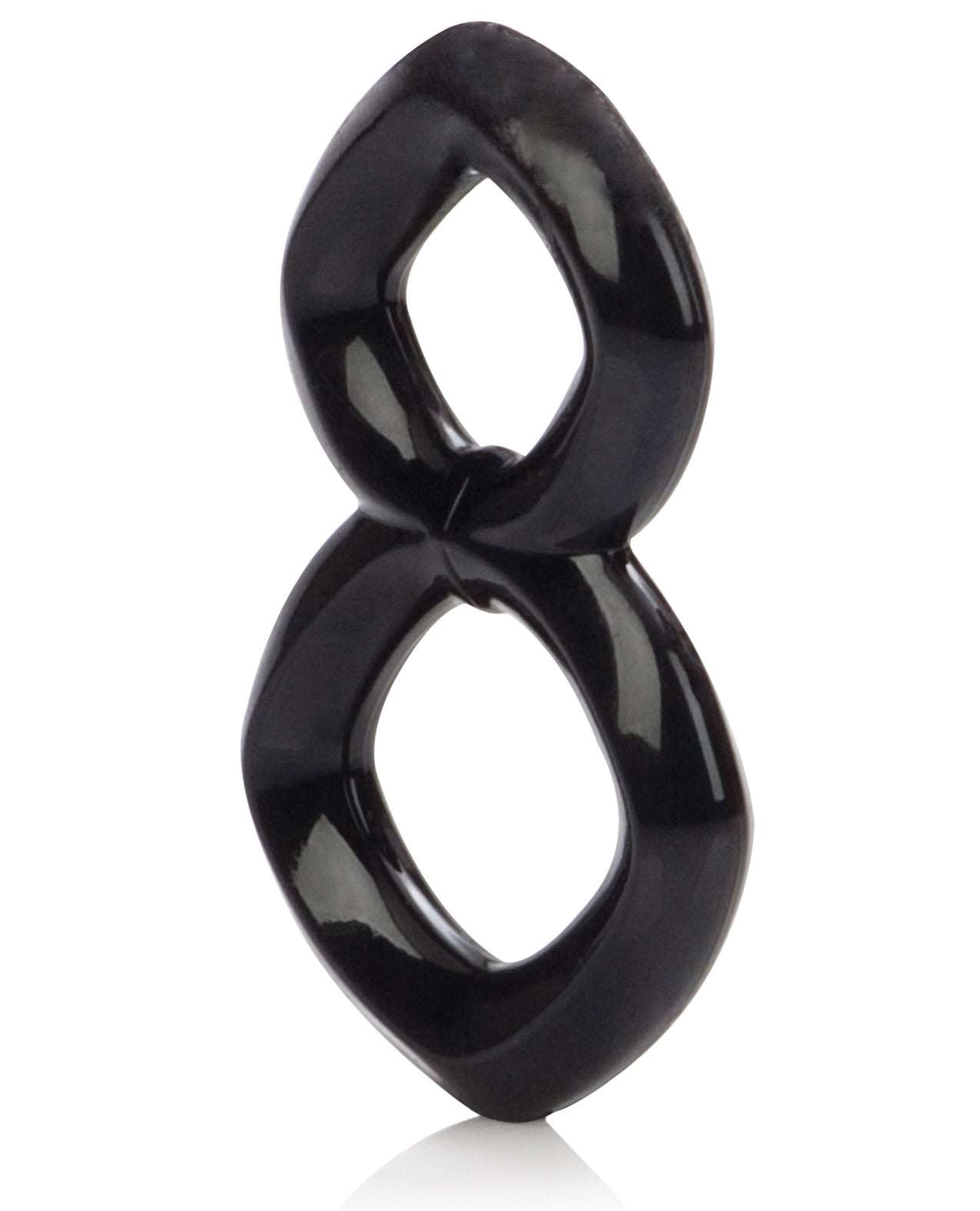 Black Crazy 8 Enhancer double cock ring made from soft stretchy TPR for erection support and prolonged pleasure