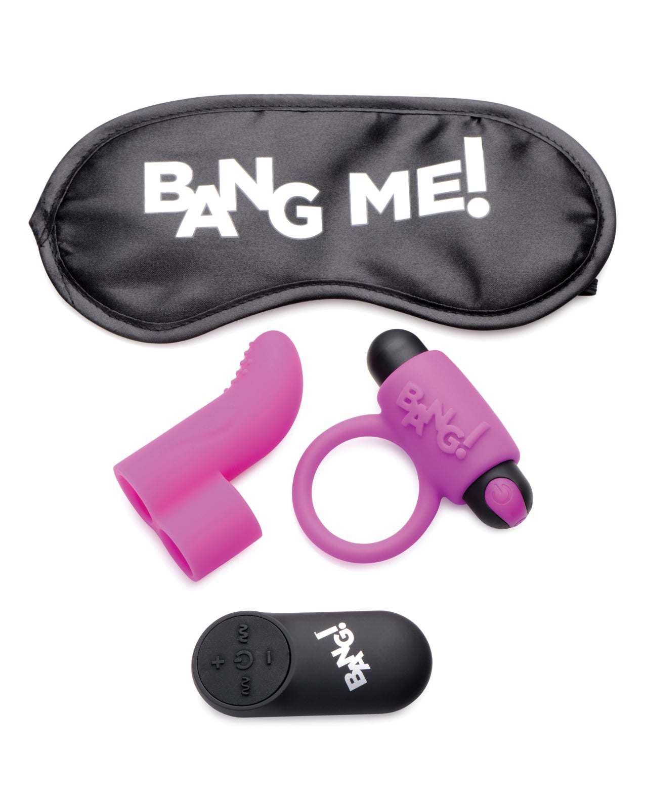 Purple couple's kit with RC bullet, blindfold, cock ring, and finger vibe for enhanced pleasure