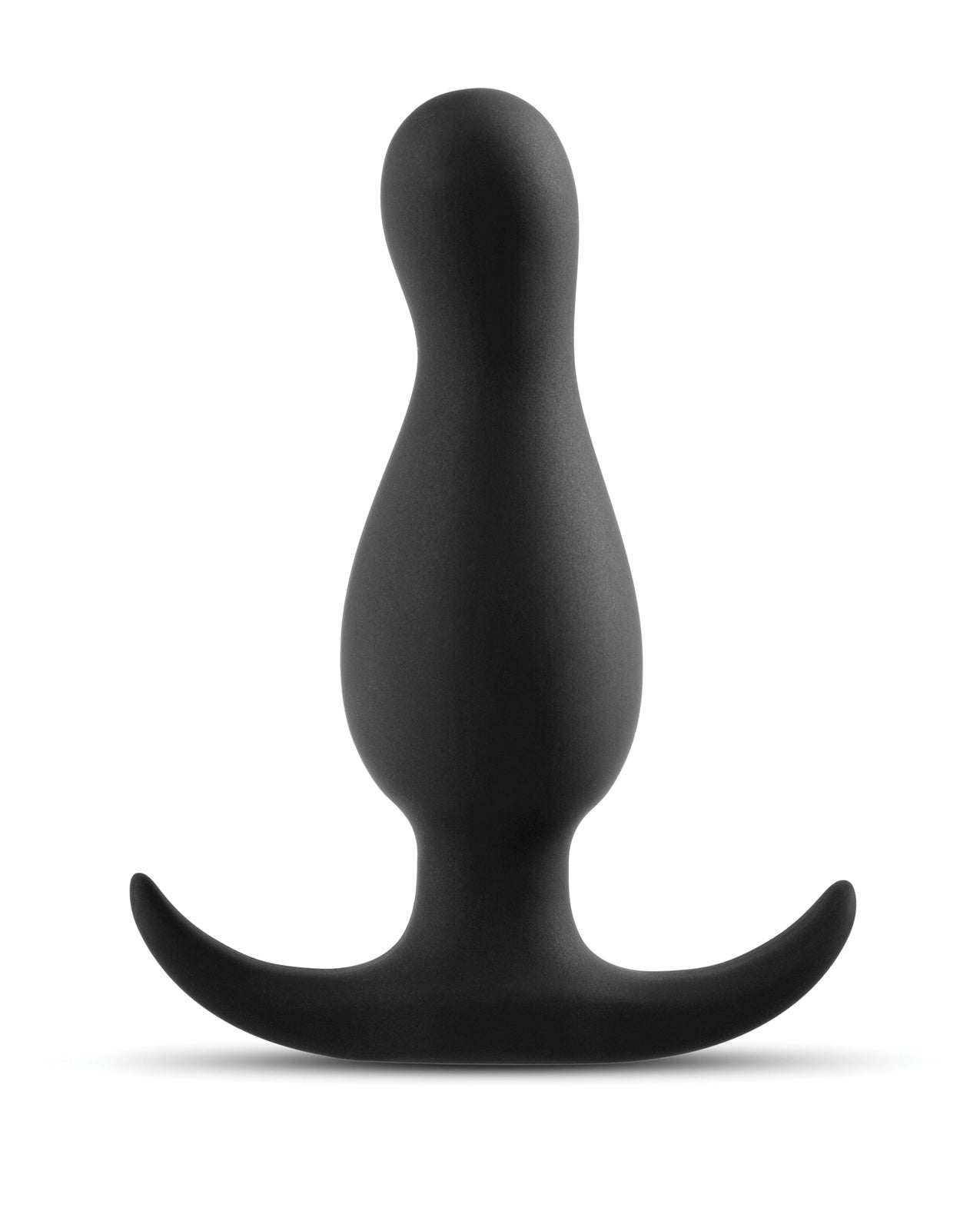 Blush Anal Adventures black curved silicone anal plug with ergonomic base for prostate stimulation