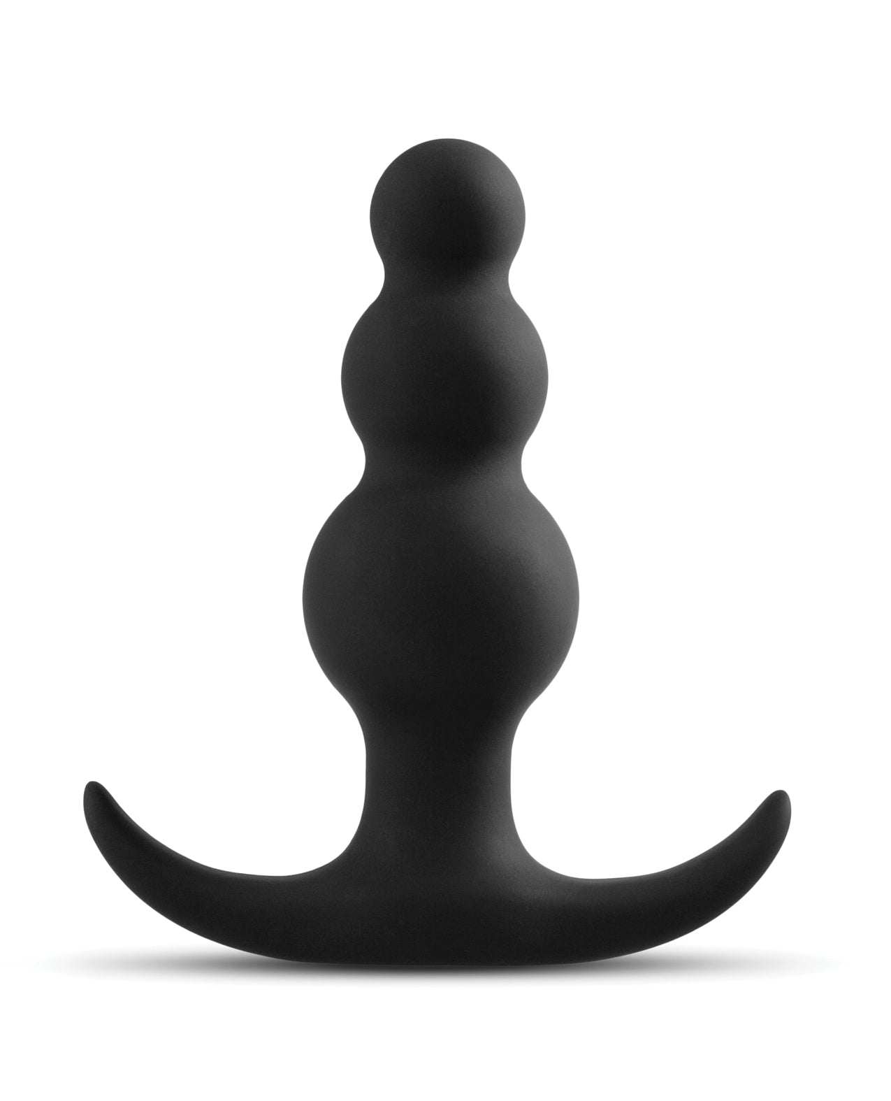 Black beaded silicone anal plug with curved base from Blush Anal Adventures