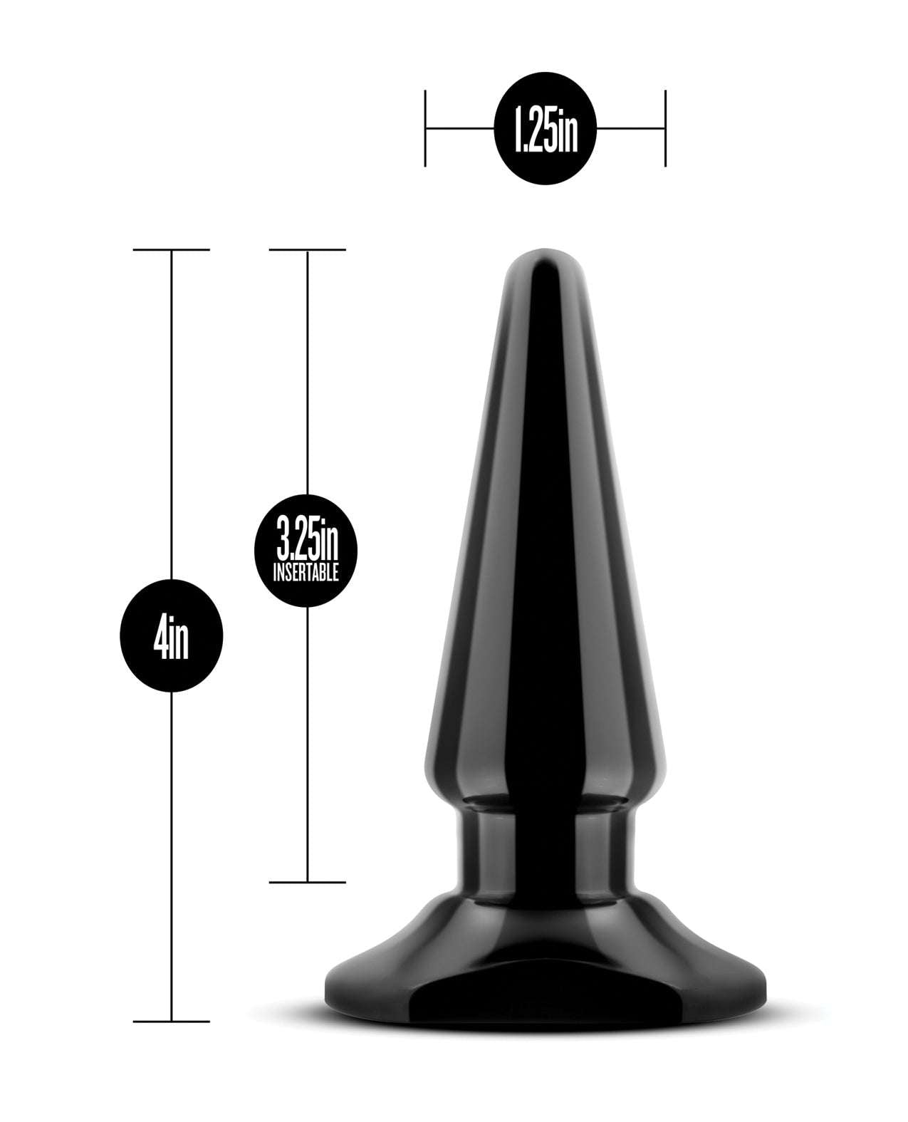 Blush Anal Adventures Easy Plug in black with tapered tip and secure base for comfortable anal play.