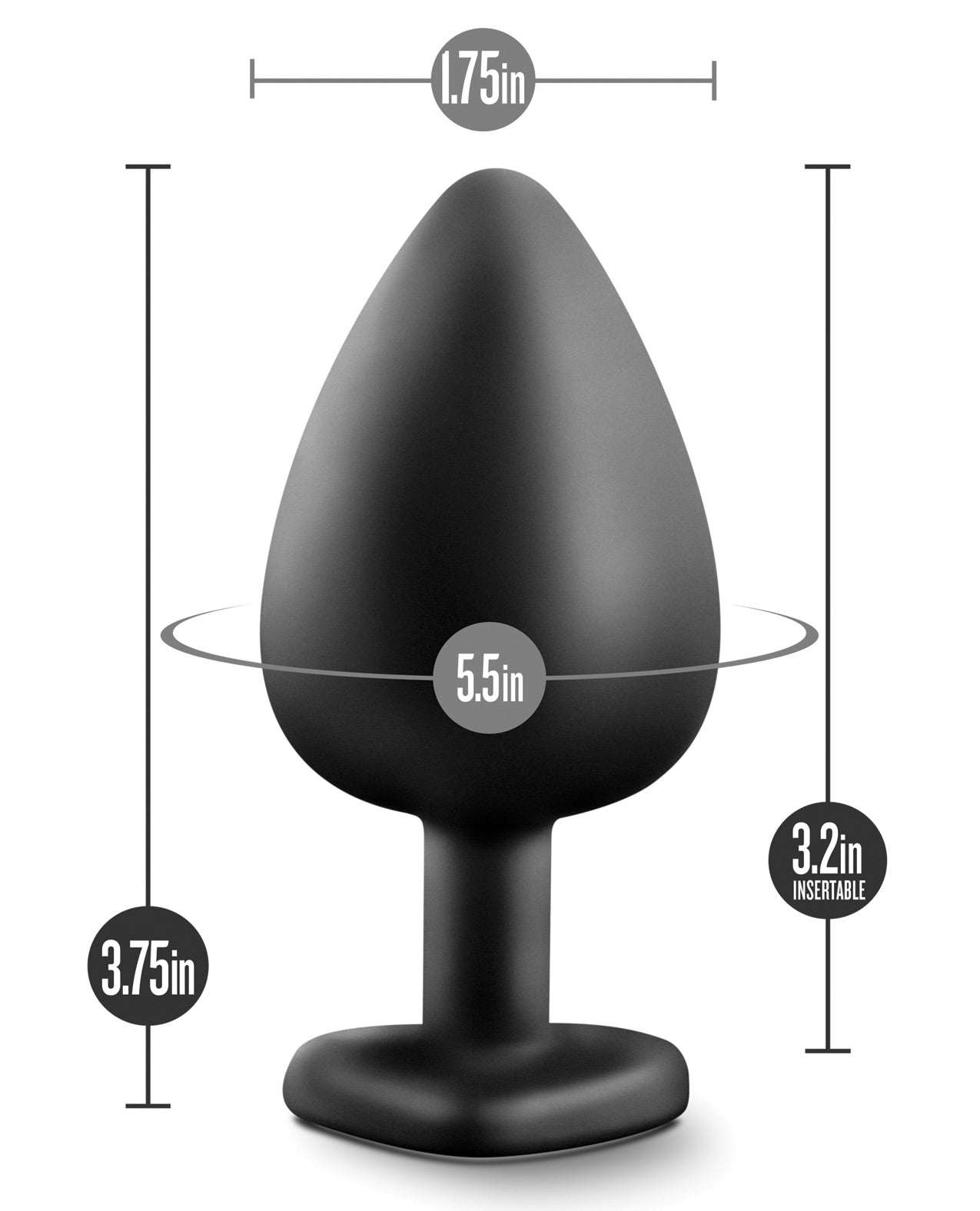 Blush Temptasia Bling Plug w/Gem Large - Black by Anal Toys & Stimulators