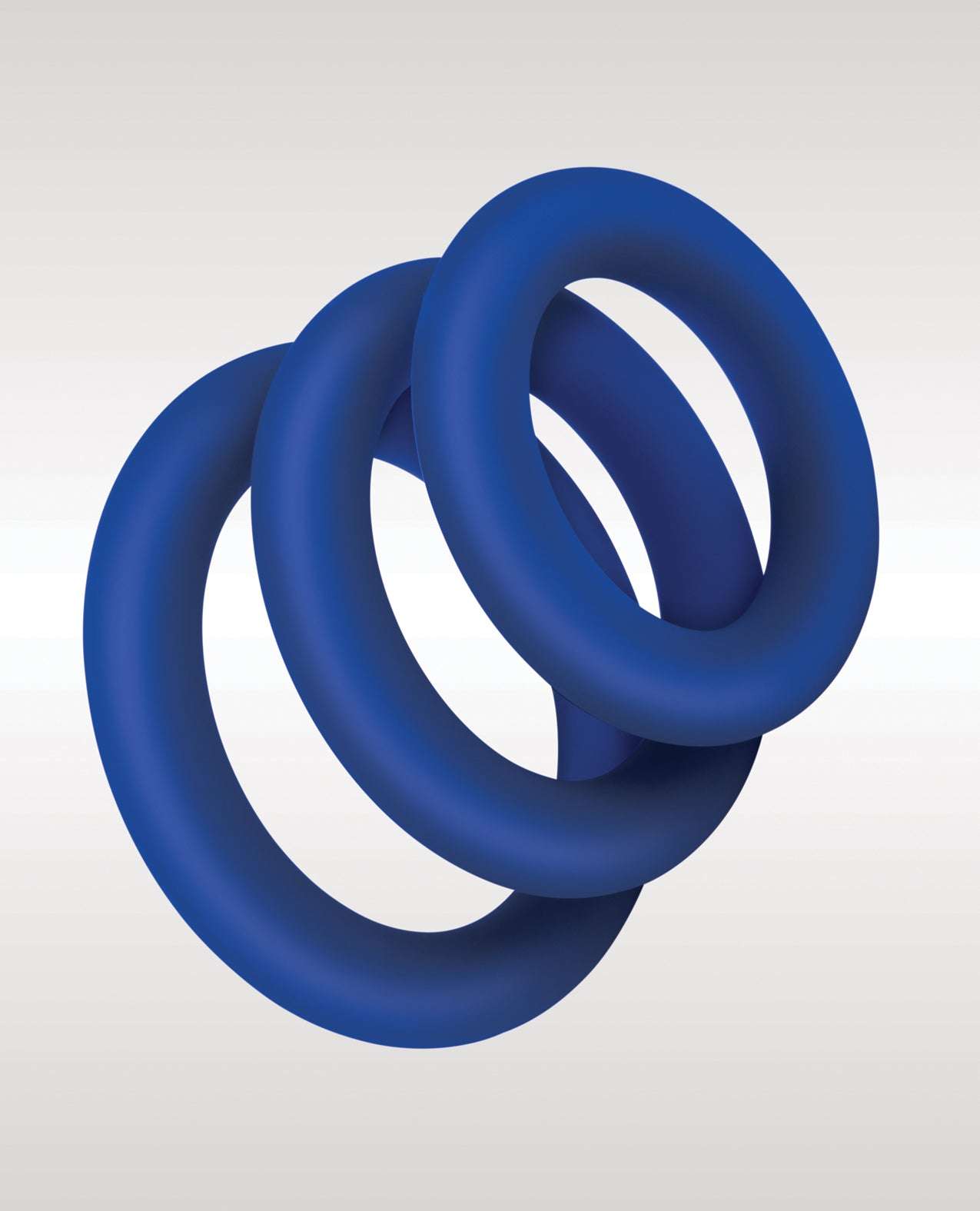 Set of three extra thick blue ZOLO silicone cock rings in varying sizes 1.25, 1.5, and 1.65 inches