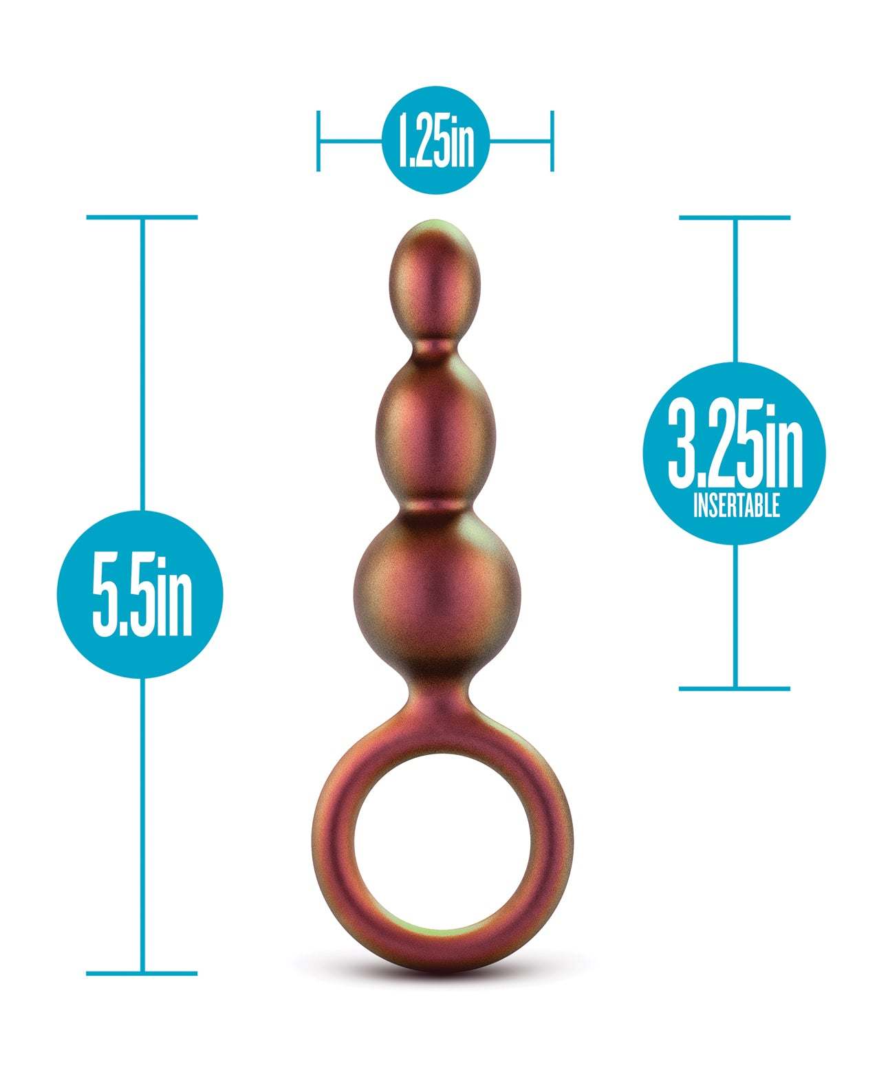 Blush Anal Adventures copper beaded loop plug with three graduated beads and silicone loop base for easy removal and safe anal play.