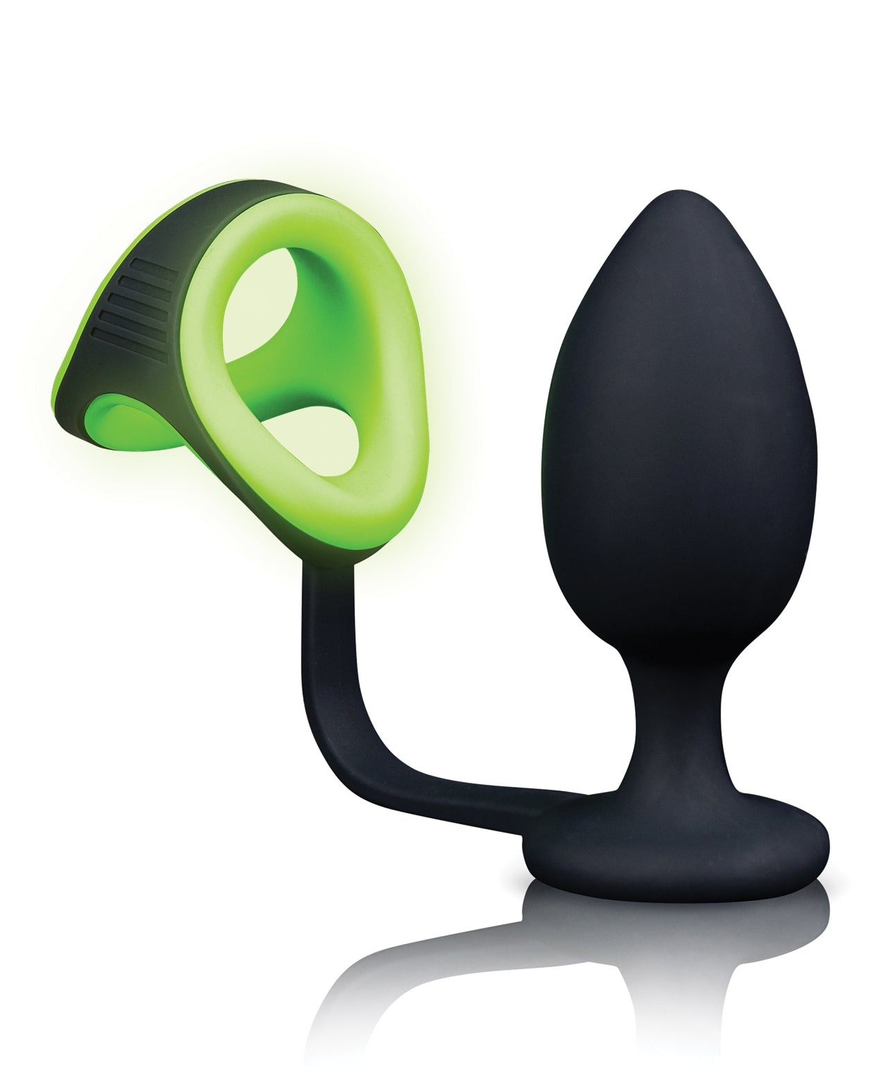 Shots Ouch Butt Plug w/Cock Ring & Ball Strap - Glow in the Dark by Cock & Balls