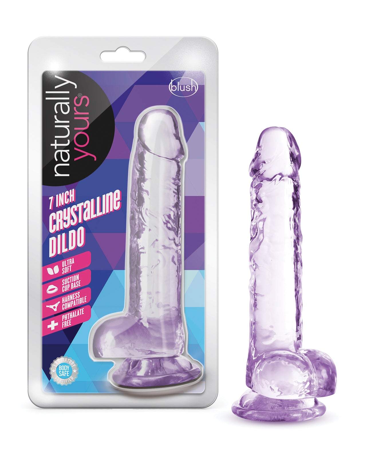 Blush Naturally Yours 7" Crystalline Dildo - Amethyst by Anal Toys & Stimulators
