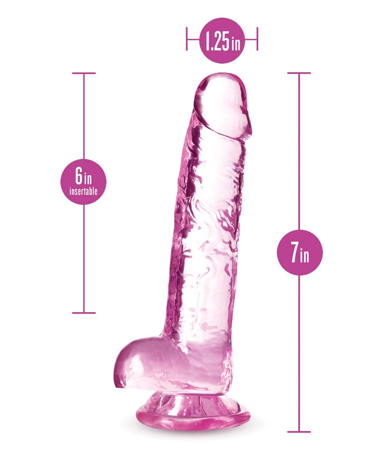 Blush Naturally Yours 7" Crystalline Dildo - Rose by Anal Toys & Stimulators