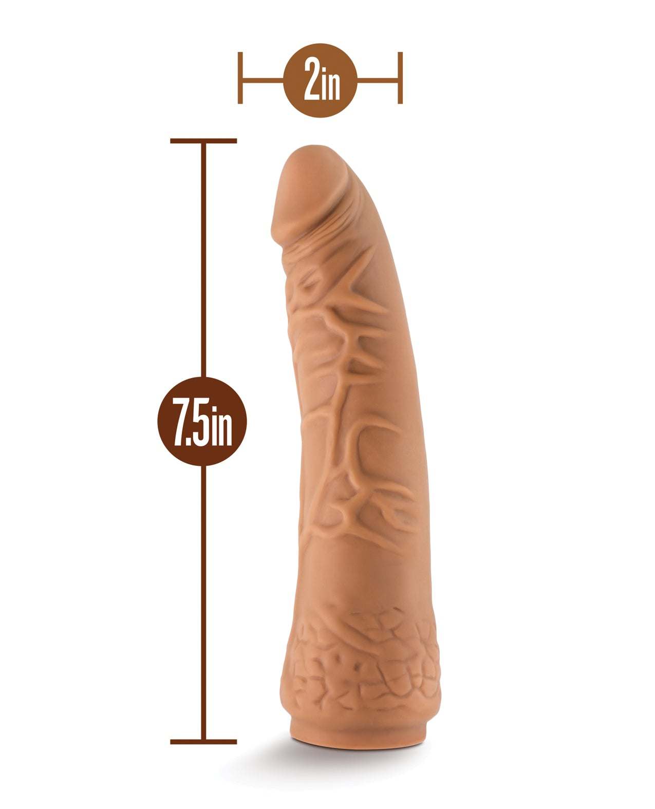 Blush Lock On 7.5 inch mocha Hexanite dildo with suction cup and realistic texture