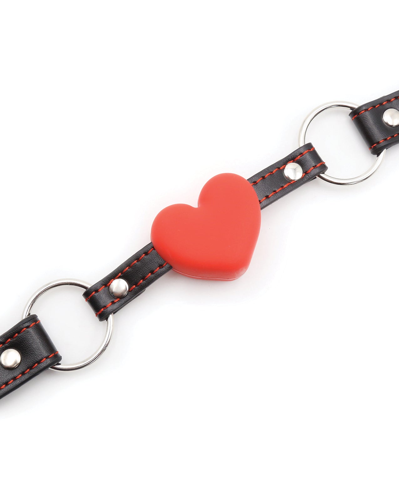 Plesur Heart Ball Gag w/Red Hearts - Black by Bondage & Fetish Toys