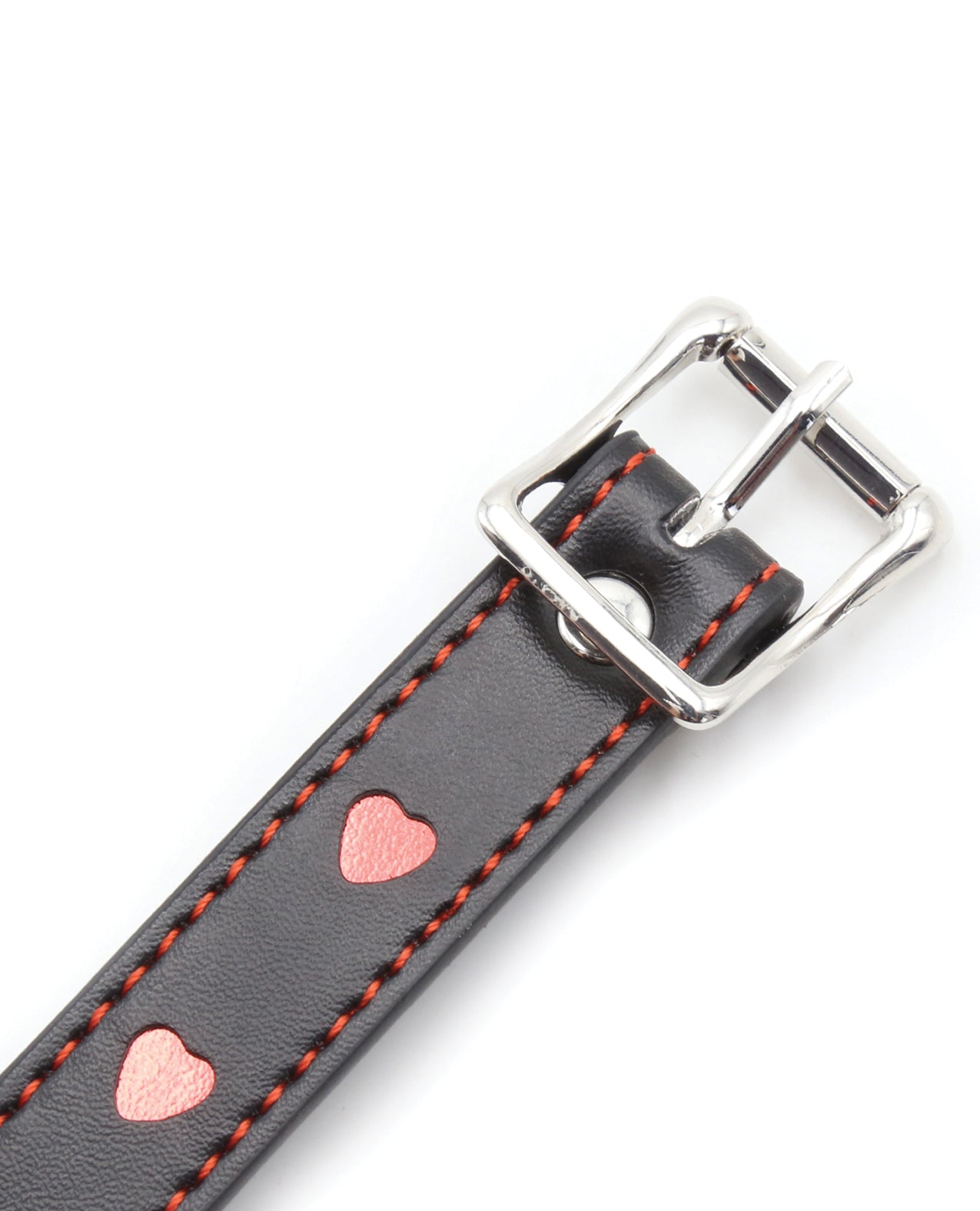 Plesur Heart Ball Gag w/Red Hearts - Black by Bondage & Fetish Toys