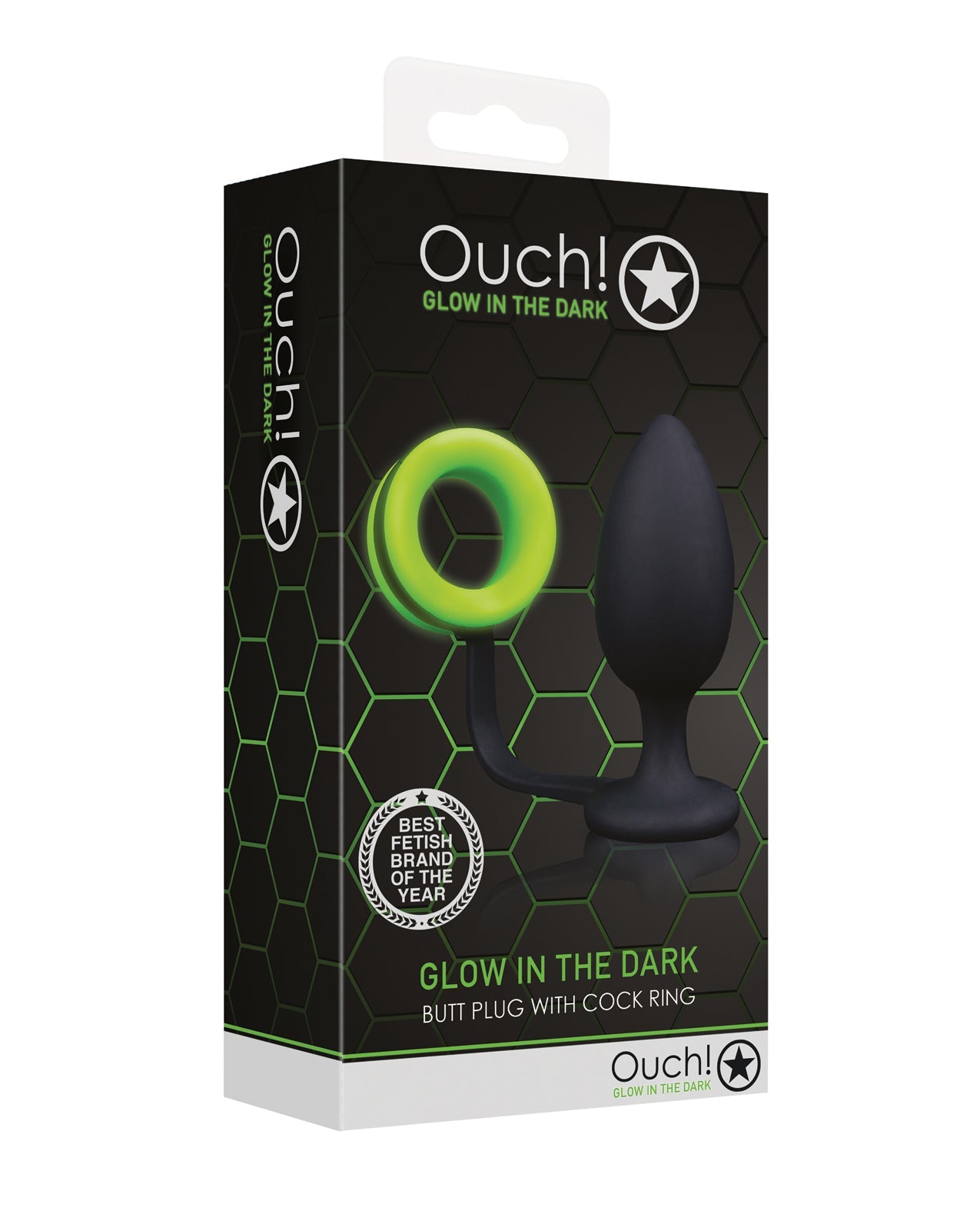 Shots Ouch Butt Plug w/Cock Ring - Glow in the Dark by Cock & Balls