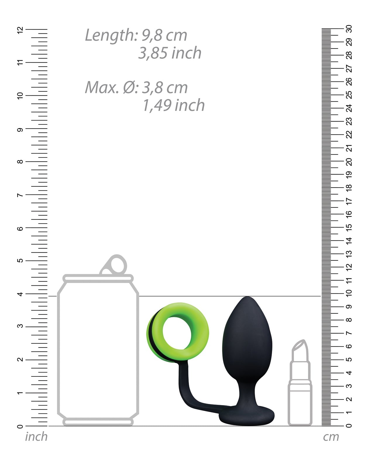 Shots Ouch Butt Plug w/Cock Ring - Glow in the Dark by Cock & Balls