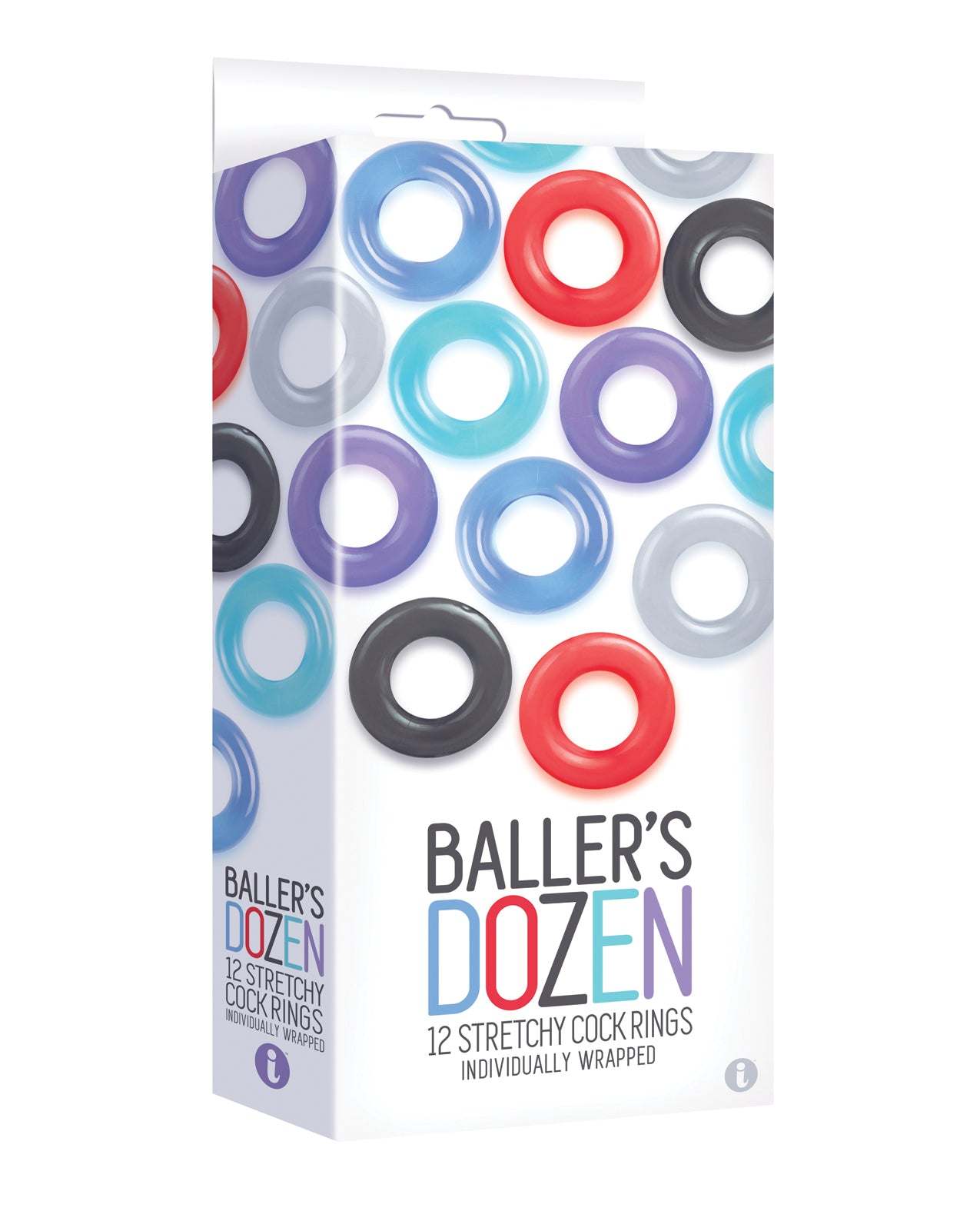 The 9's Baller's Dozen Original 12 pc Cockring Set - Asst. Colors by Cock & Balls