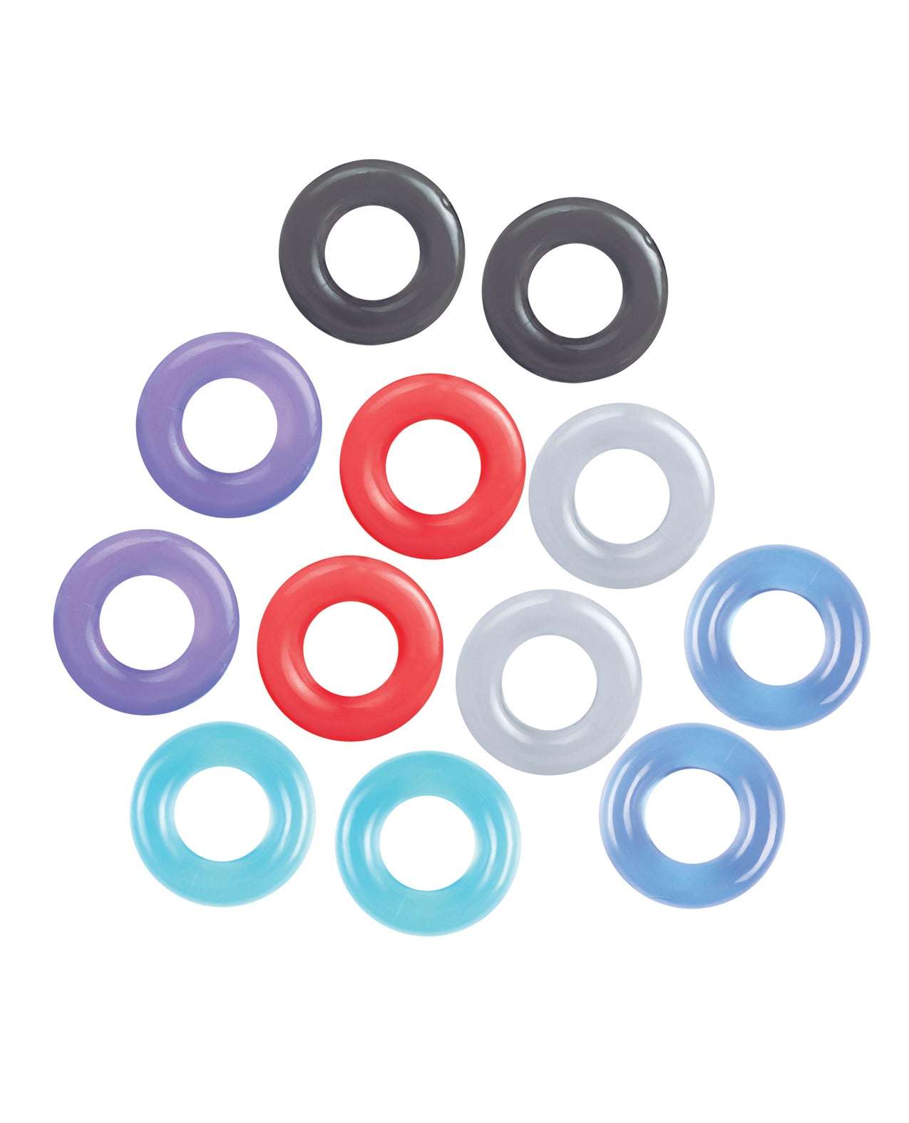 The 9's Baller's Dozen Original 12 pc Cockring Set - Asst. Colors by Cock & Balls