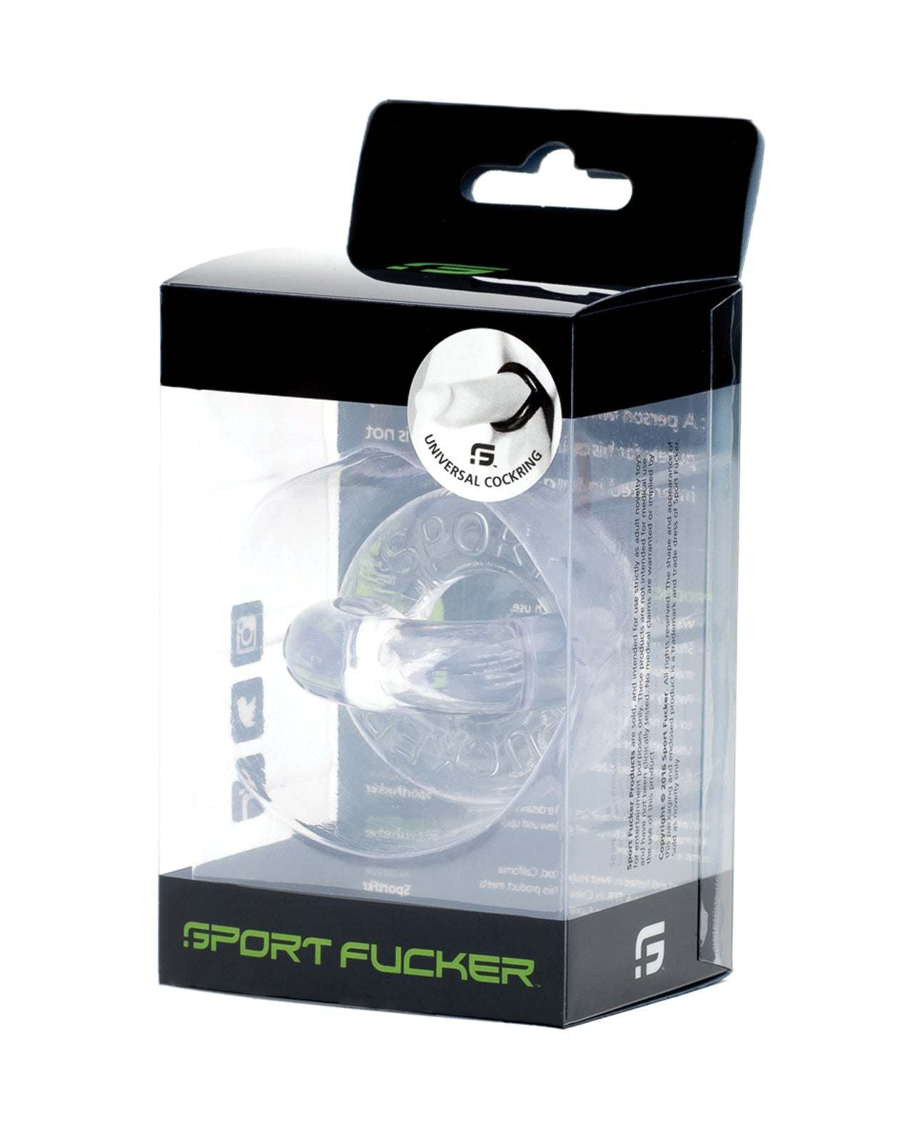Sport Fucker Universal Cockring flexible stretch silicone ring for men in clear packaging