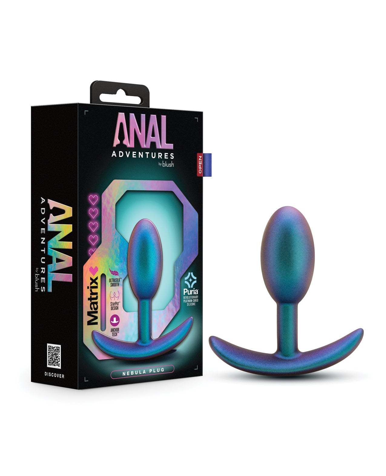 Blush Anal Adventures Matrix Nebula Turquoise anal plug with smooth silicone and secure StayPut design