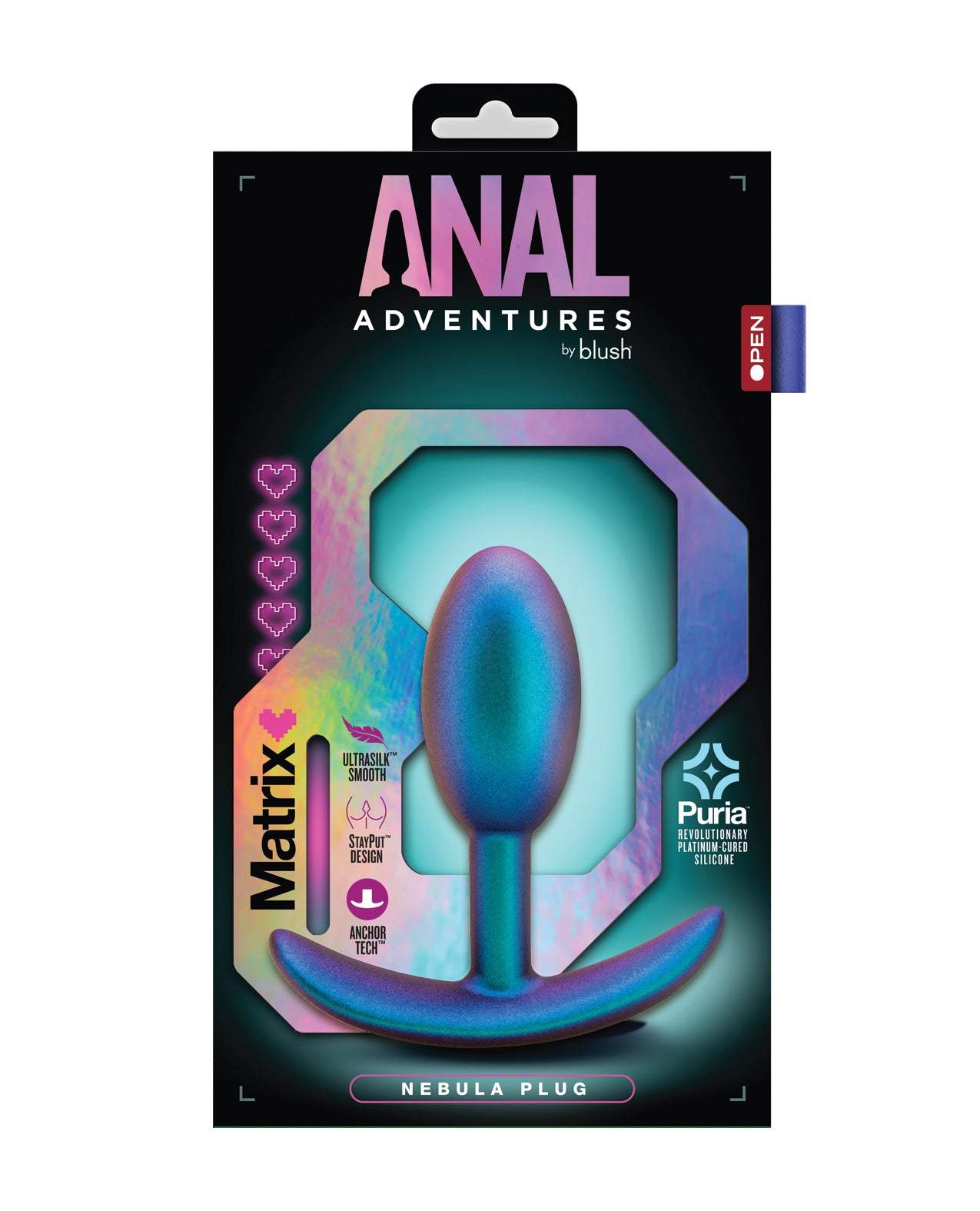 Blush Anal Adventures Matrix Nebula Turquoise vibrating anal plug with platinum-cured silicone and ergonomic design.
