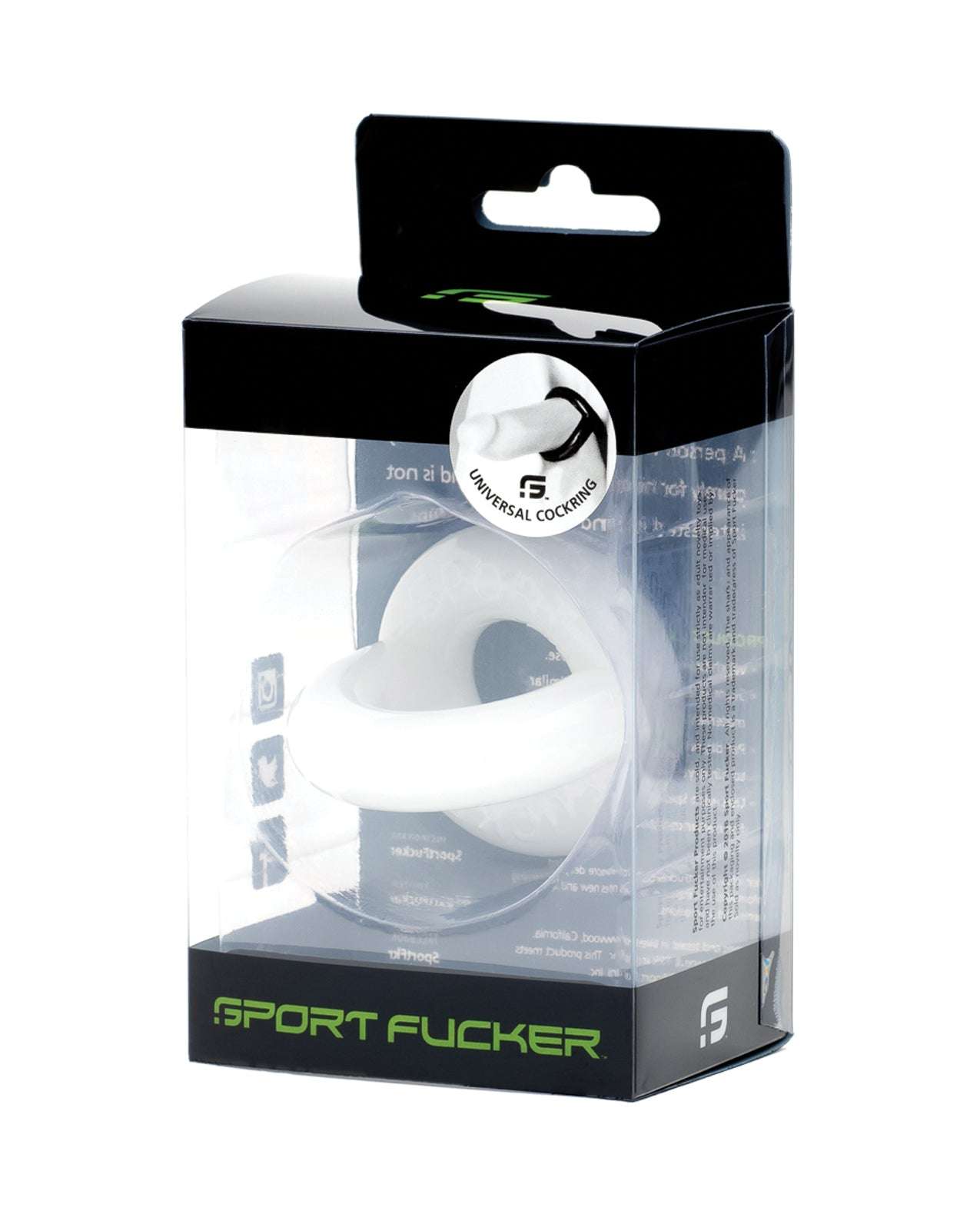 Sport Fucker Universal Cockring flexible stretch silicone ring for men in clear packaging