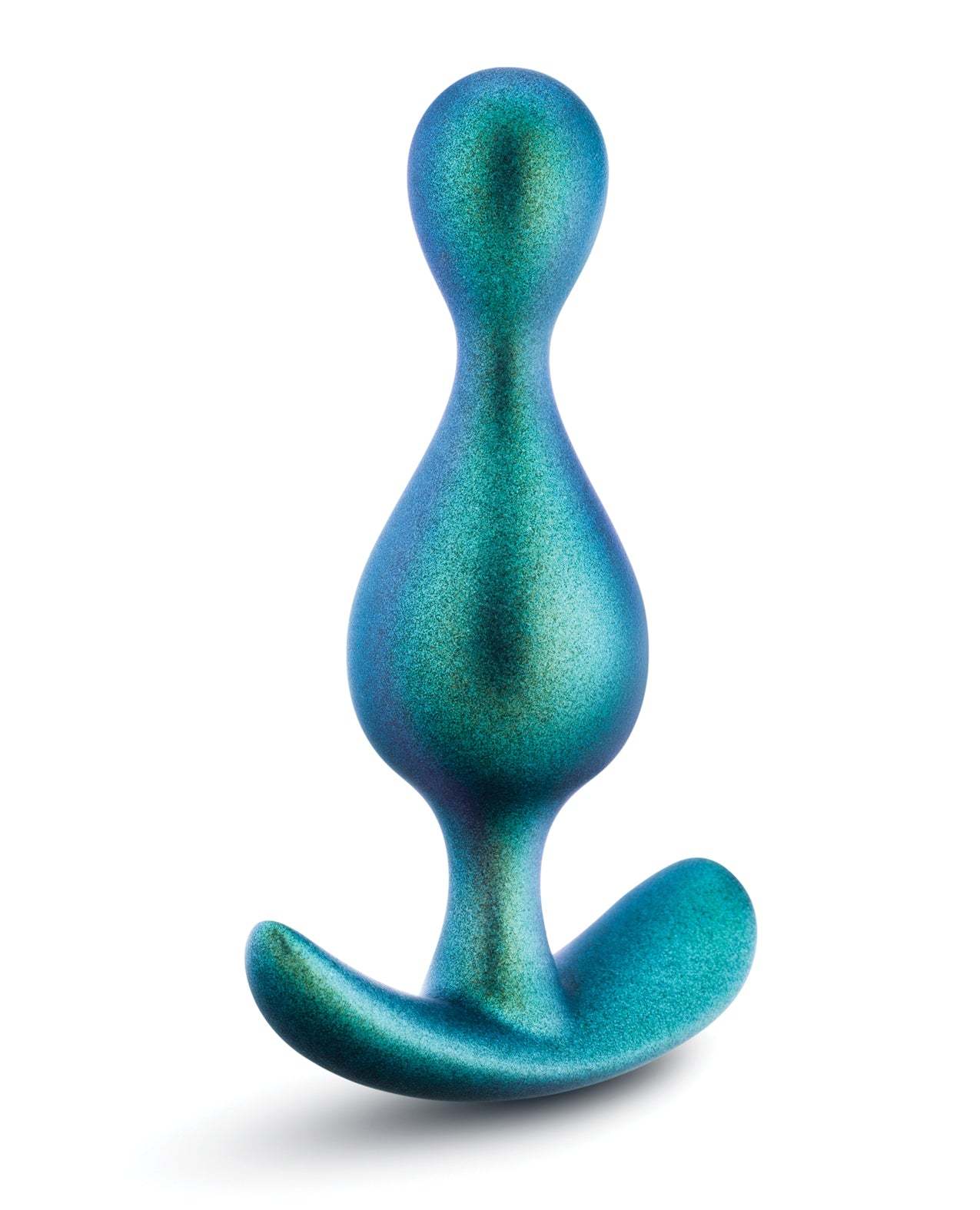 Blush Anal Adventures teal iridescent anal plug with rounded tip and flexible base for secure, comfortable wear
