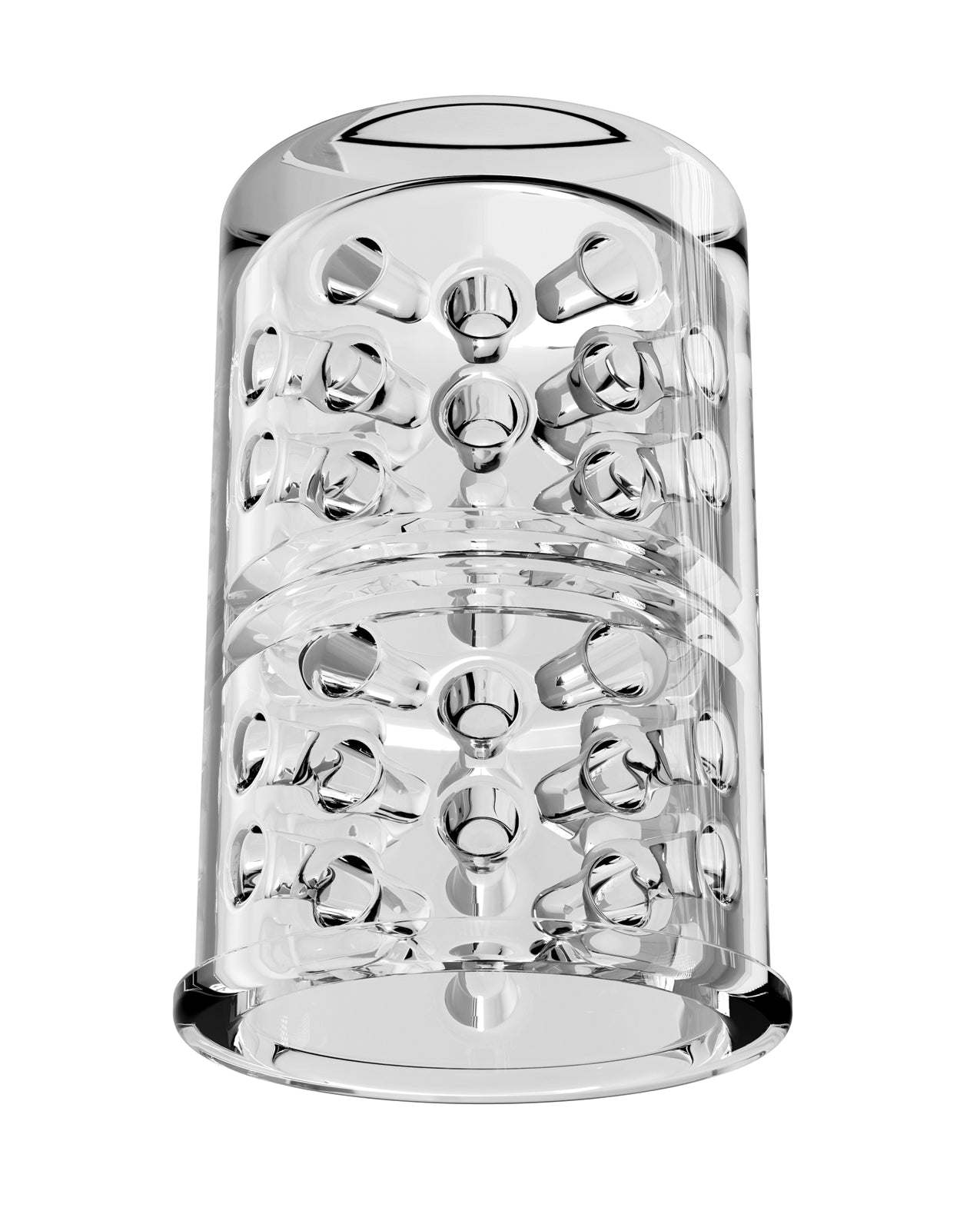 Transparent textured inner chamber sleeve for Whirlwind Pro male stroker in black.