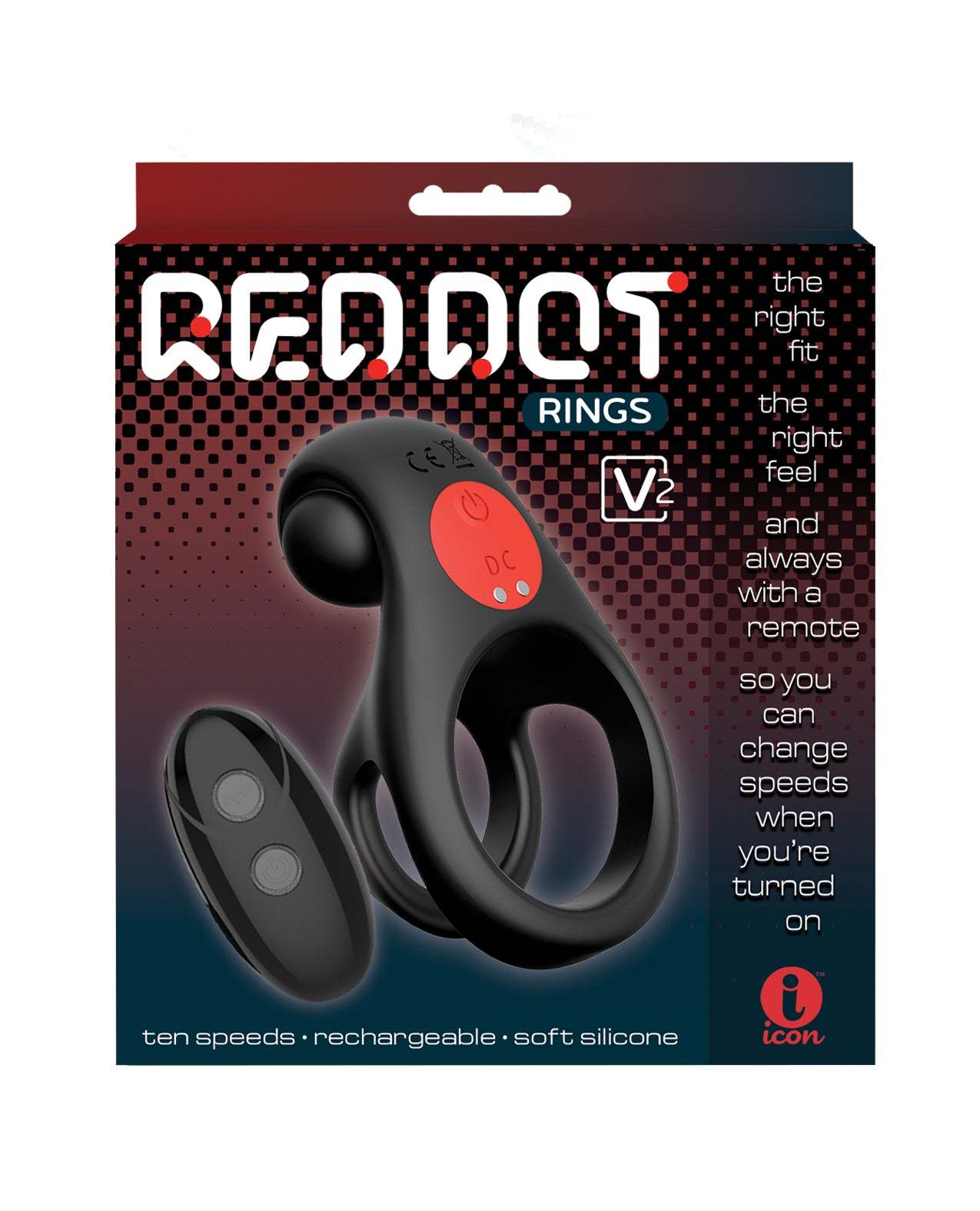 Red Dot Vibrating Cock Ring V2 With Remote - Black/red by Cock & Balls