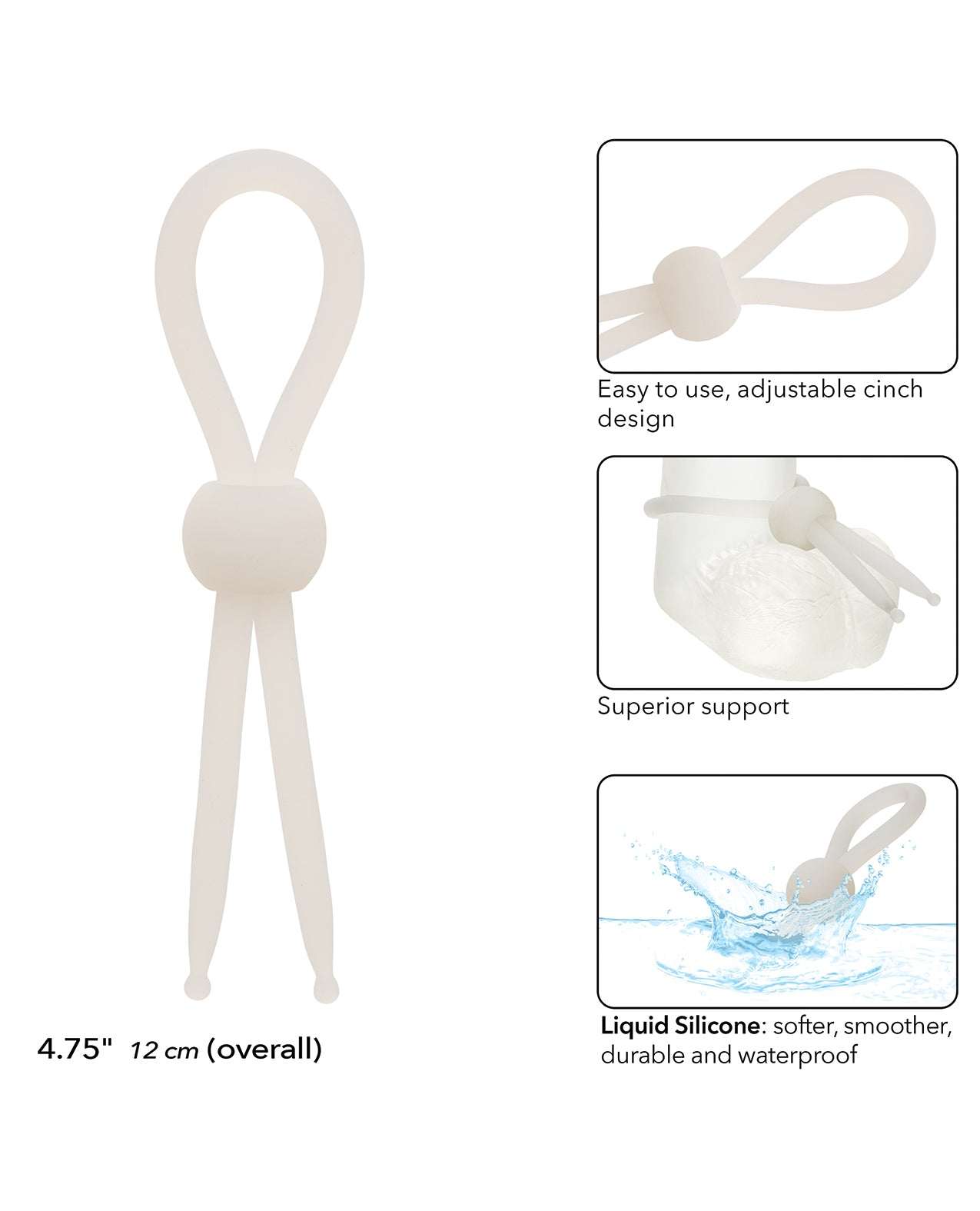 Alpha Liquid Silicone Lasso Cock Ring - Natural by Cock & Balls