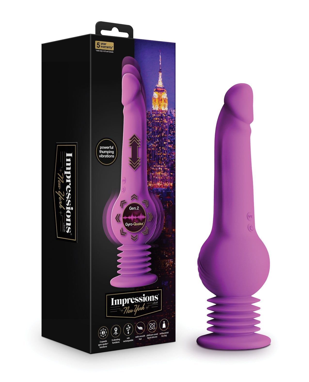 Blush Impressions New York Gyro Quake Dildo - Purple by Anal Toys & Stimulators