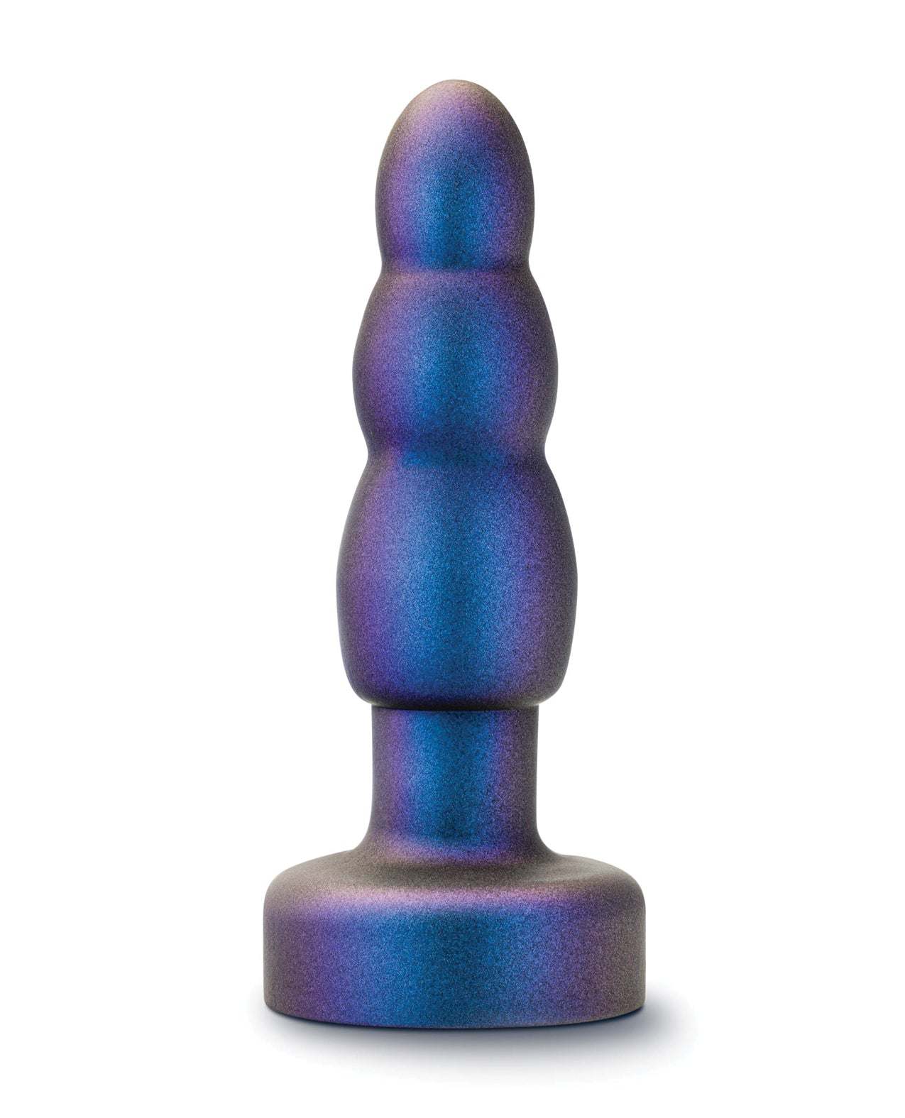 Blush Anal Adventures Matrix Kinetik remote-controlled iridescent blue anal plug with tapered tip and wide base