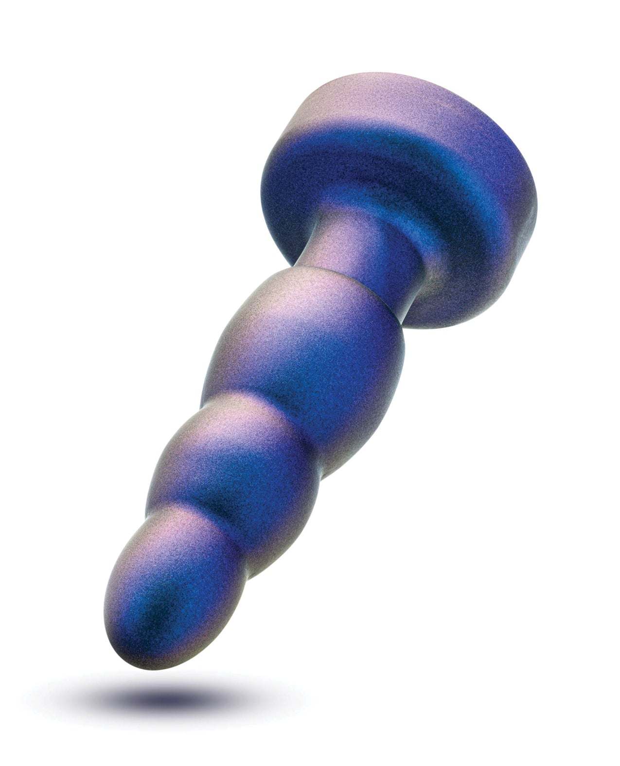 Blush Anal Adventures Matrix Kinetik Plug in iridescent Space Age Blue with rotating beads and remote control.