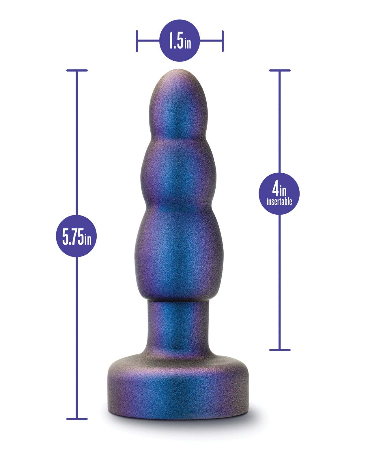 Blush Anal Adventures Matrix Kinetik Plug in Space Age Blue with rotating beads and remote control, 5.75 inches length, waterproof anal plug