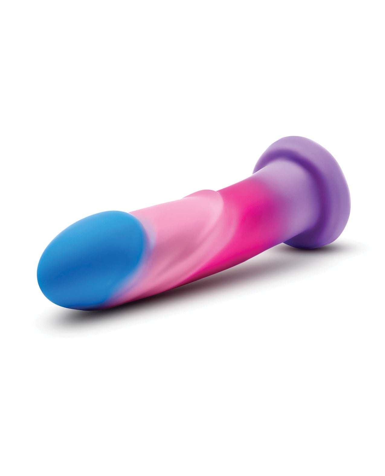 Blush Avant Borealis Dreams silicone dildo in vibrant cotton candy colors with textured ridges and suction cup base