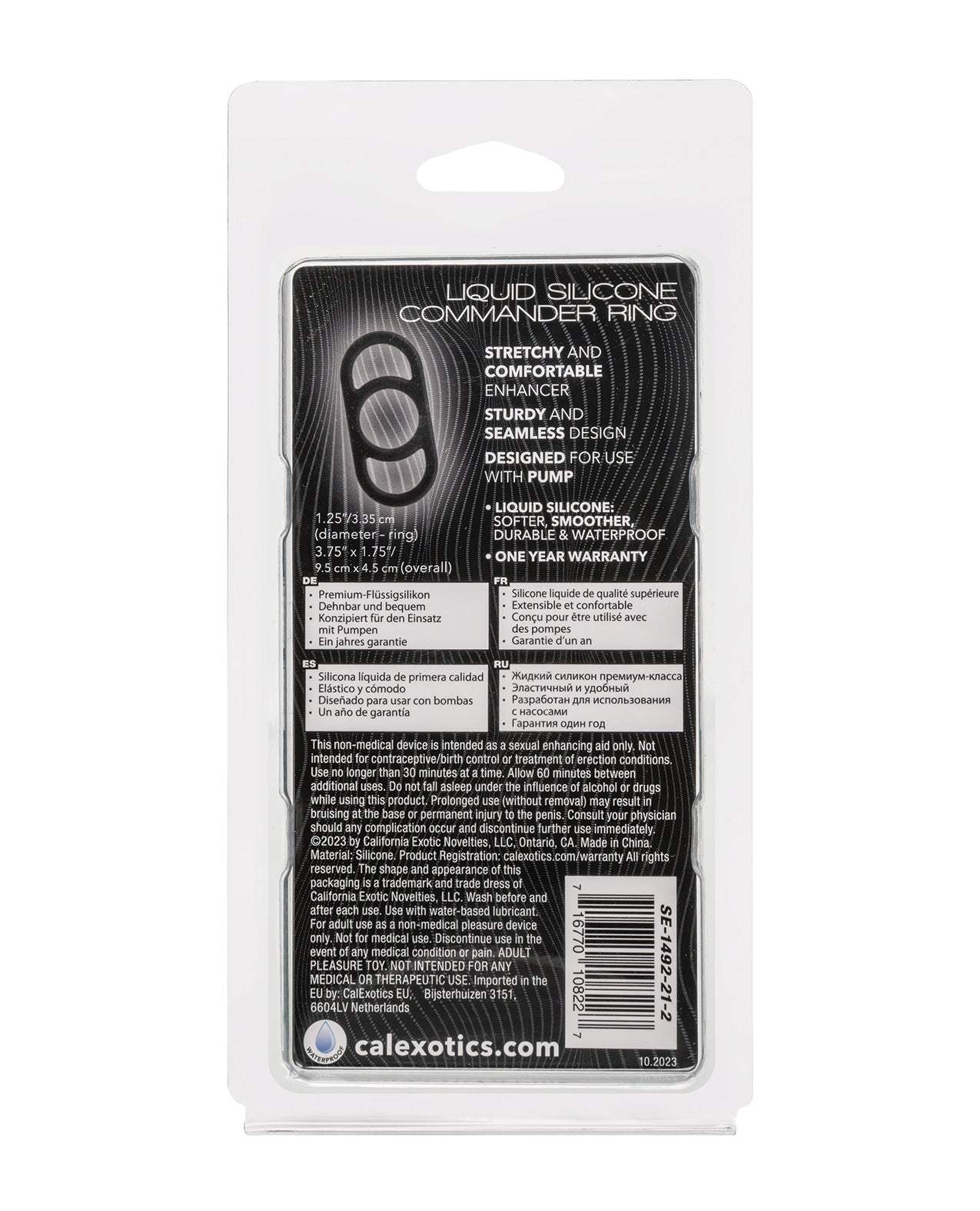 Alpha Liquid Silicone Commander black cock ring with stretchy, durable, and waterproof design for enhanced pleasure and stamina