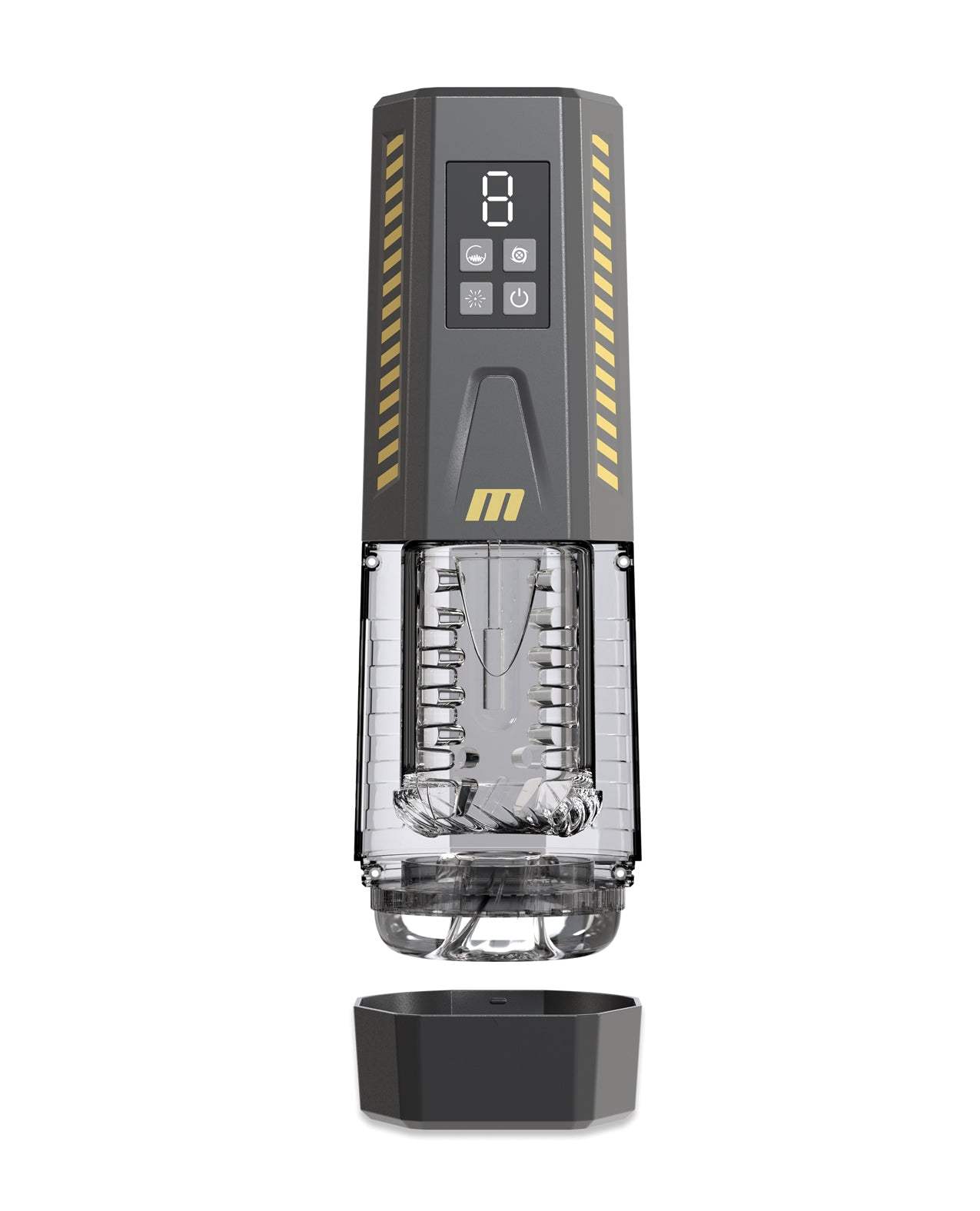 Blush M for Men SpinMaster Pro Stroker in grey with digital display and 360° rotation for customizable male pleasure