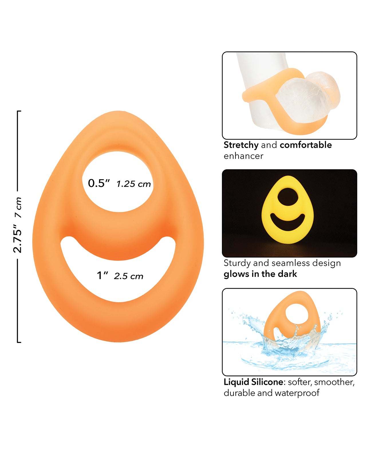 Alpha Liquid Silicone Glow in the Dark Teardrop Cock Ring by Cock & Balls