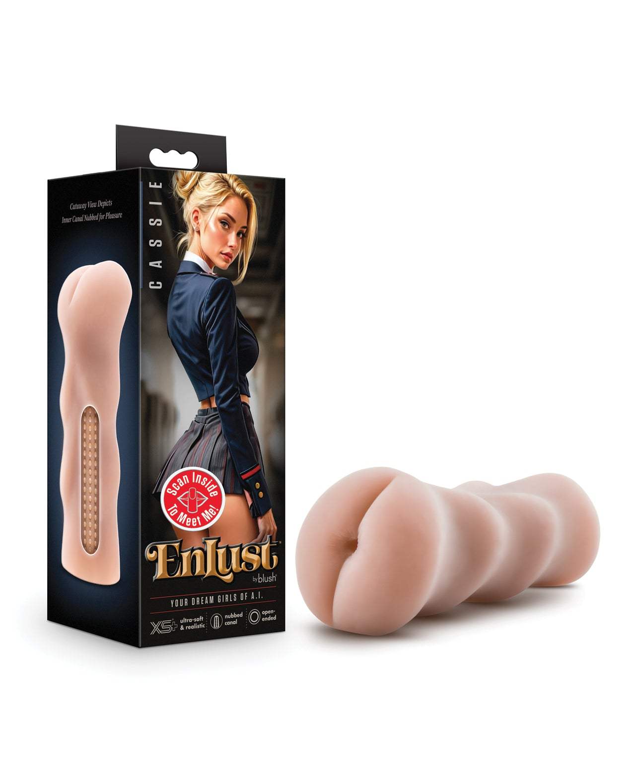 Blush EnLust Anal Stroker Cassie with ultra-soft X5 Plus material and realistic nubbed interior for immersive anal pleasure