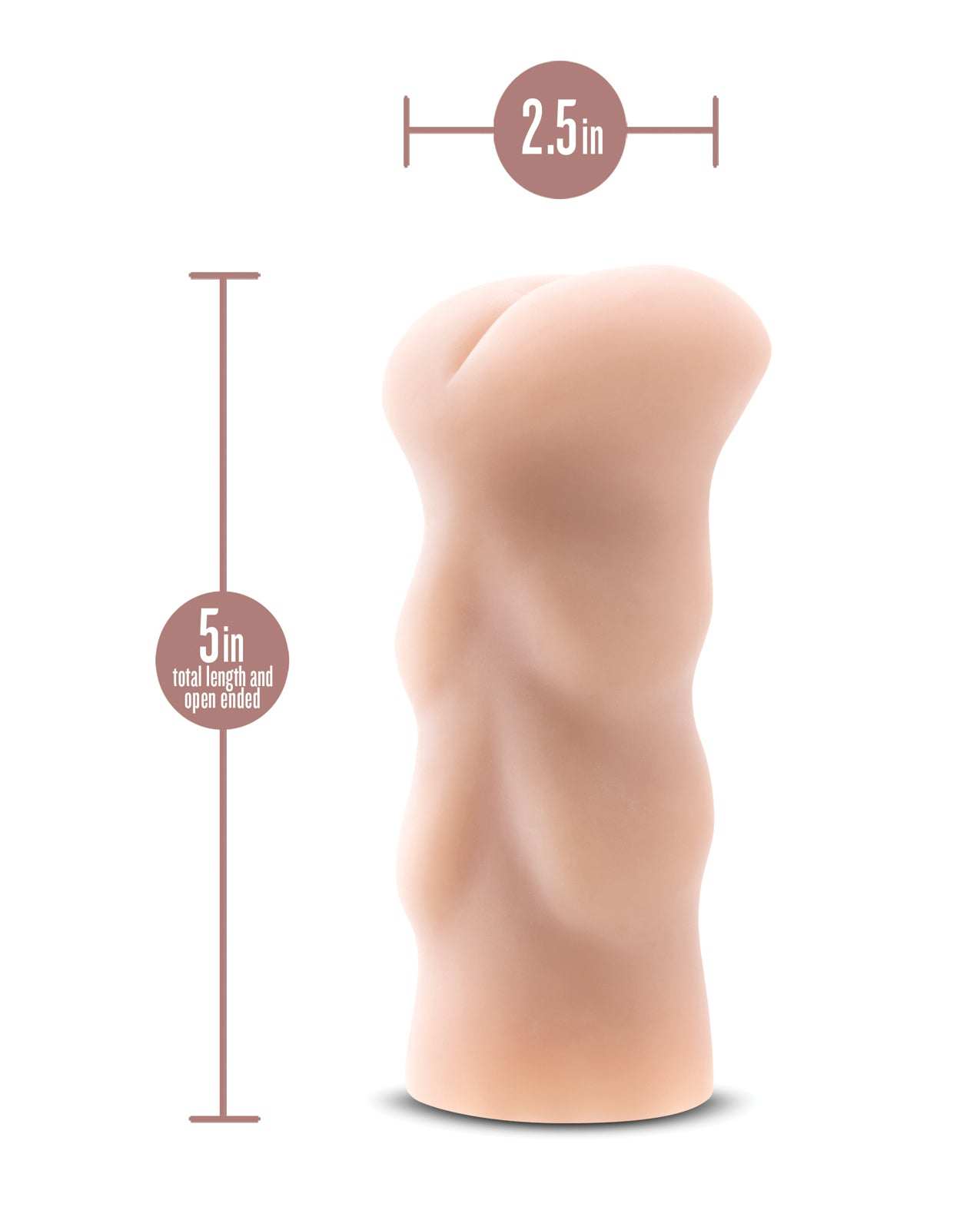 Blush EnLust Anal Stroker Cassie in soft skin-tone material with 2.5-inch width and 5-inch length, designed for realistic anal stimulation