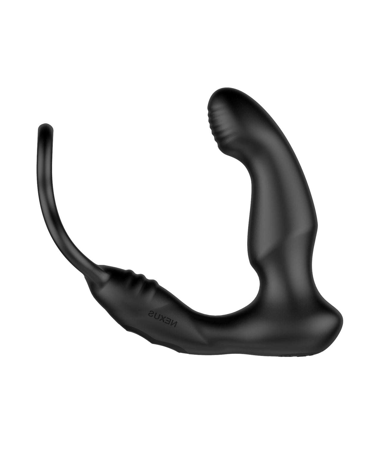 Nexus Simul8 Wave dual cock ring and prostate massager in black with vibrating motors for anal and perineum stimulation