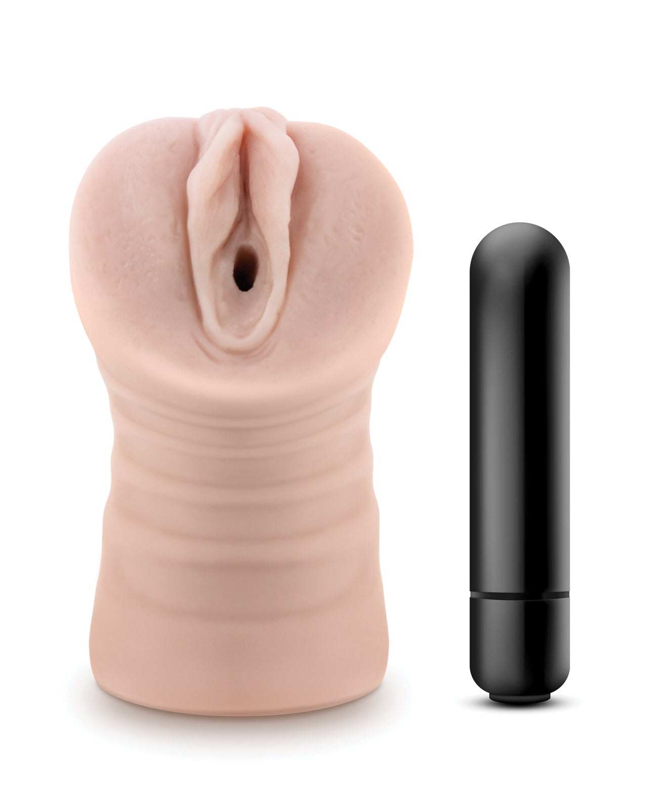 Blush EnLust Pussy Stroker with vibrating bullet in soft blush material for enhanced pleasure