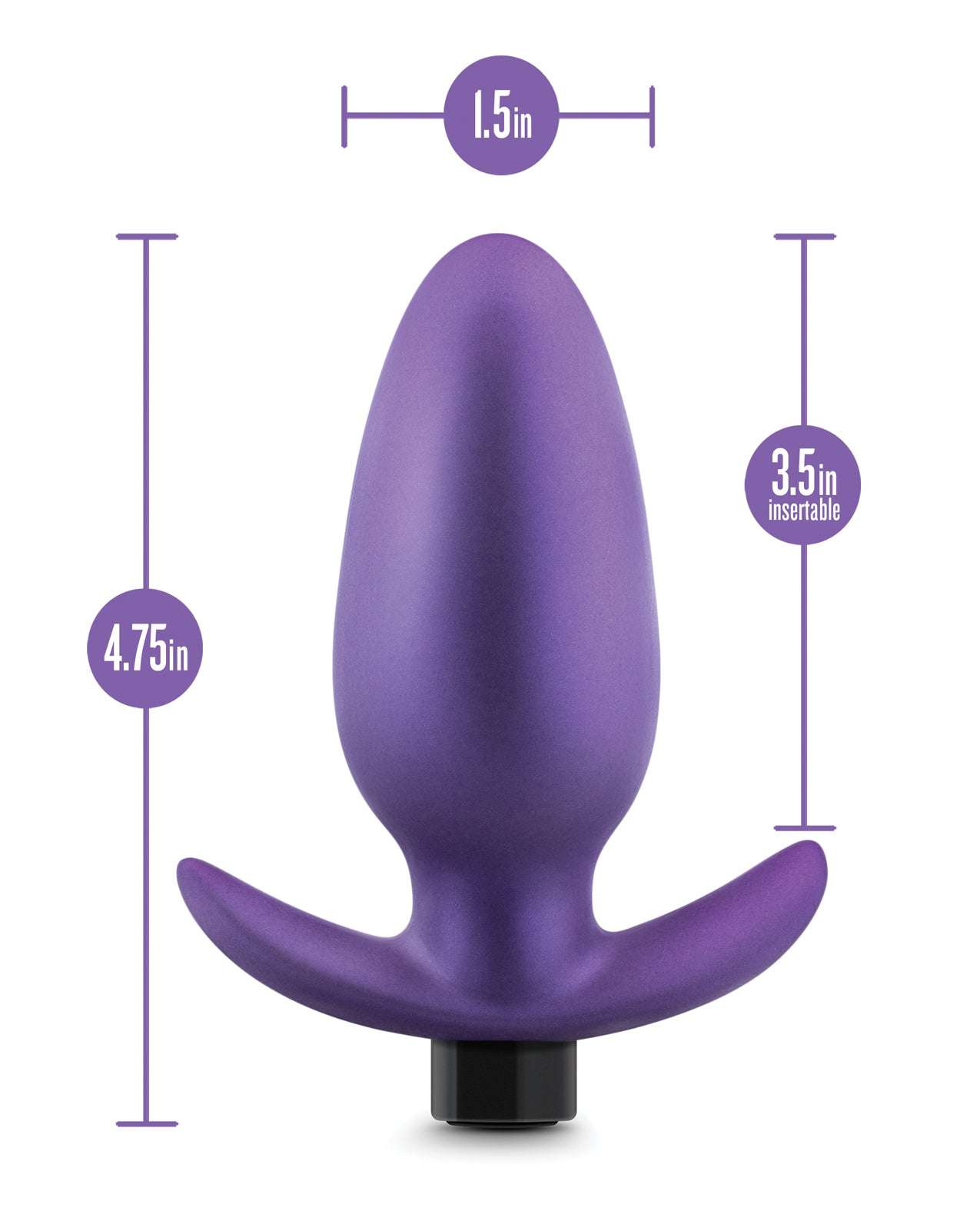 Blush Anal Adventures Matrix Excelsior anal plug in Astro Violet with ergonomic design, 4.75-inch length, 1.5-inch width, and 10 vibration settings.