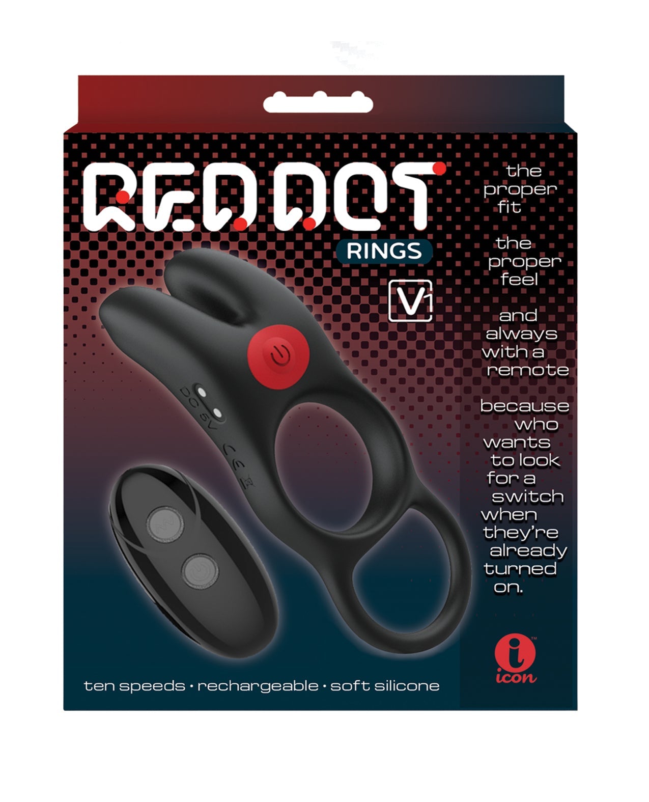 Red Dot Vibrating Cock Ring V1 With Remote - Black/red by Cock & Balls