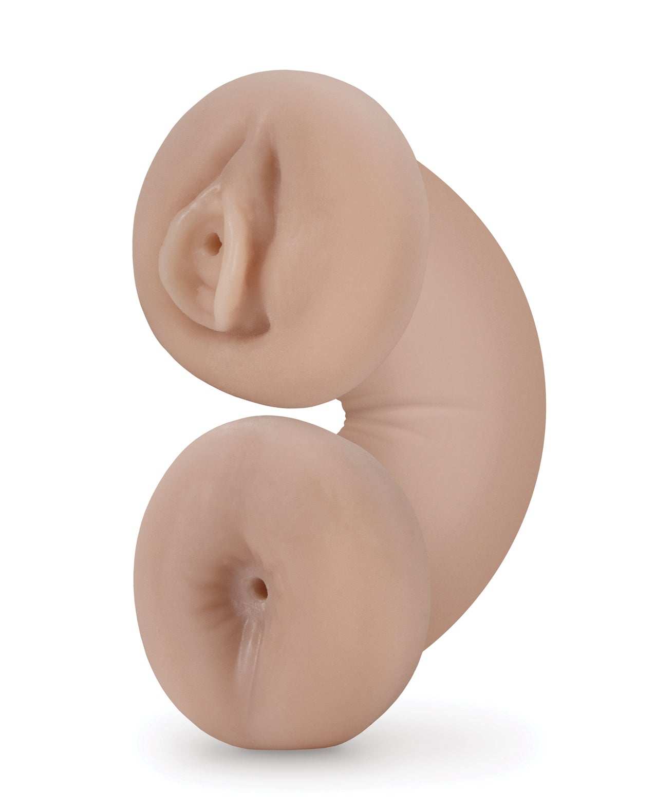 Blush EnLust Soft & Wet glow-in-the-dark dual-ended male stroker with ribbed pussy and ass orifices in soft skin tone
