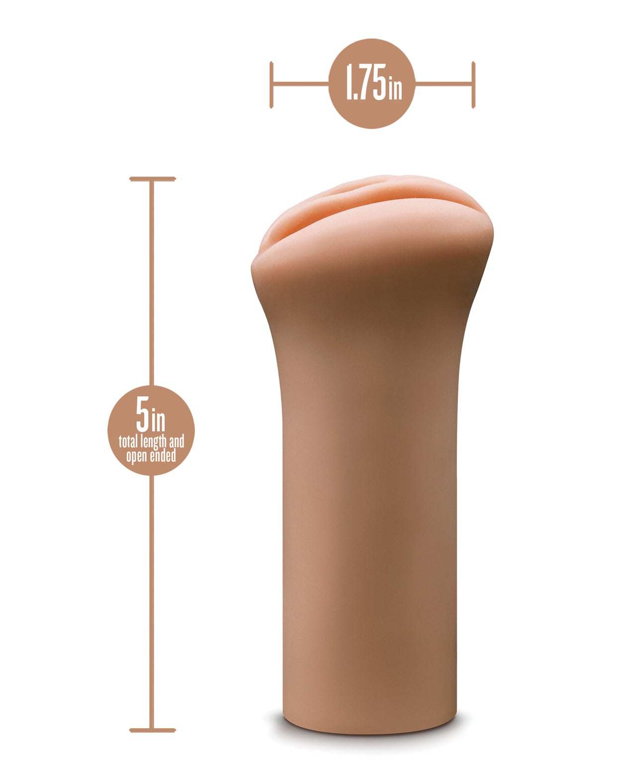 Blush EnLust Realistic Pussy Stroker Molly in flesh tone with 5-inch length and 1.75-inch width, open-ended design for male pleasure