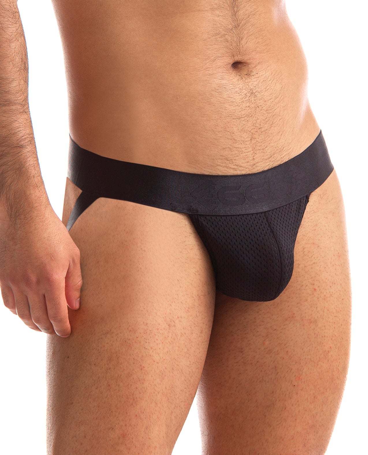 665 Stealth Jockstrap in black with mesh pouch for stylish, supportive activewear and comfort